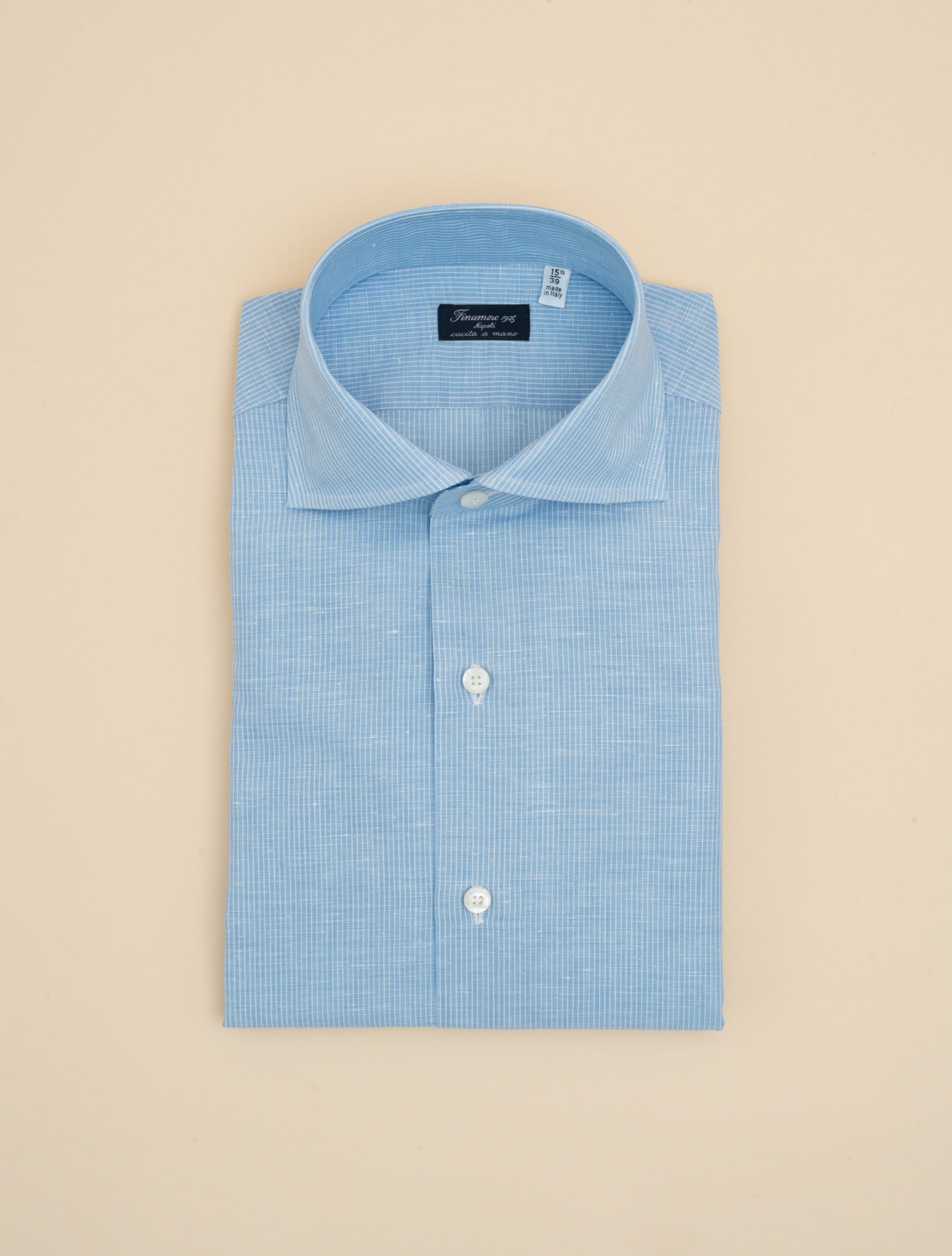 Eduardo Cotton Linen Reverse Striped Shirt Blue Finamore Shirts 39