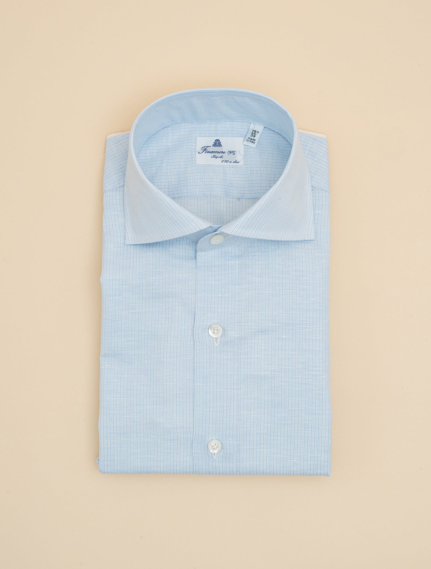 Eduardo Linen Cotton Fine Stiped Shirt Blue Finamore Shirts 39