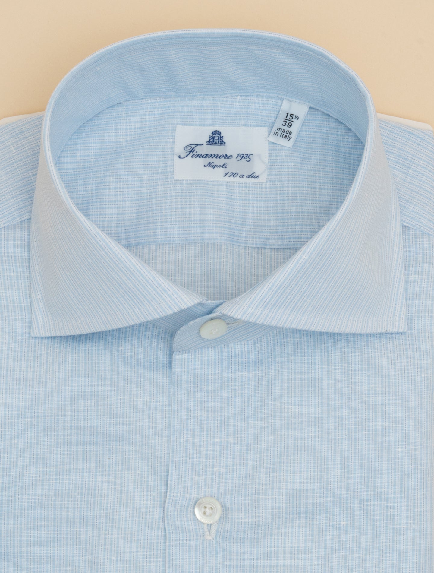 Eduardo Linen Cotton Fine Stiped Shirt Blue Finamore Shirts 39