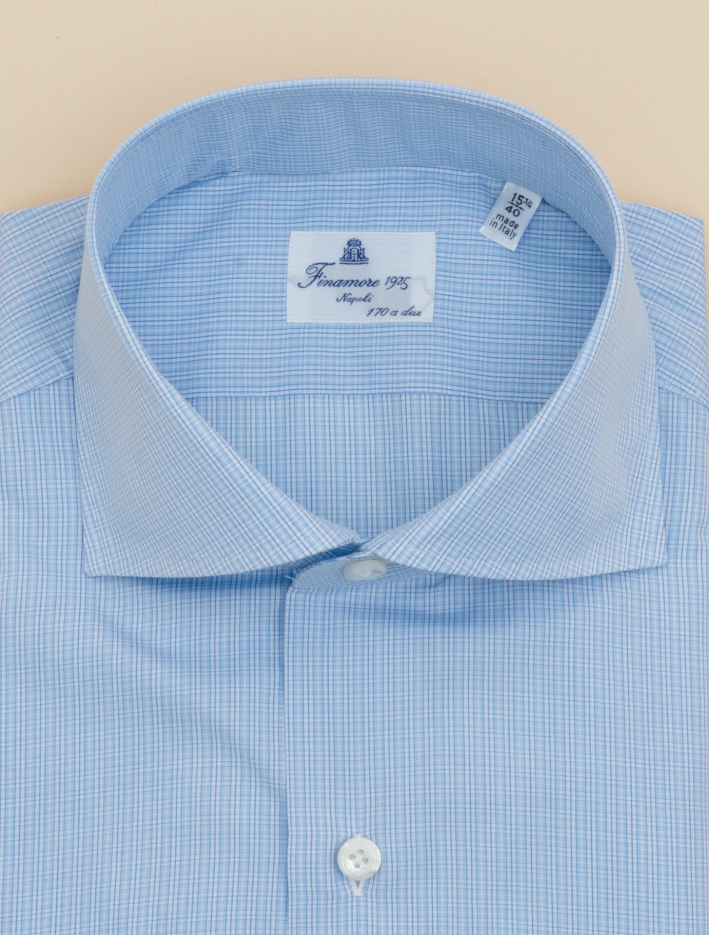 Eduardo Multi Checked Giza Cotton Shirt Light Blue Finamore Shirts 39