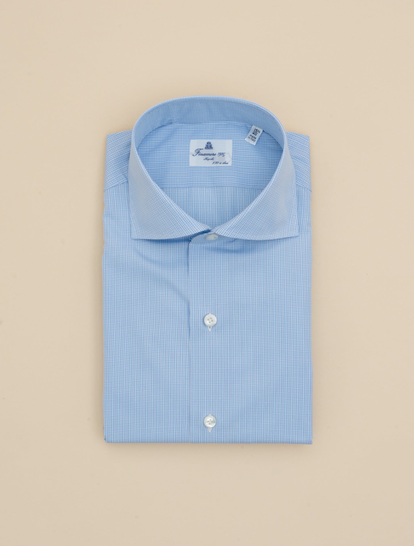 Eduardo Multi Checked Giza Cotton Shirt Light Blue Finamore Shirts 39