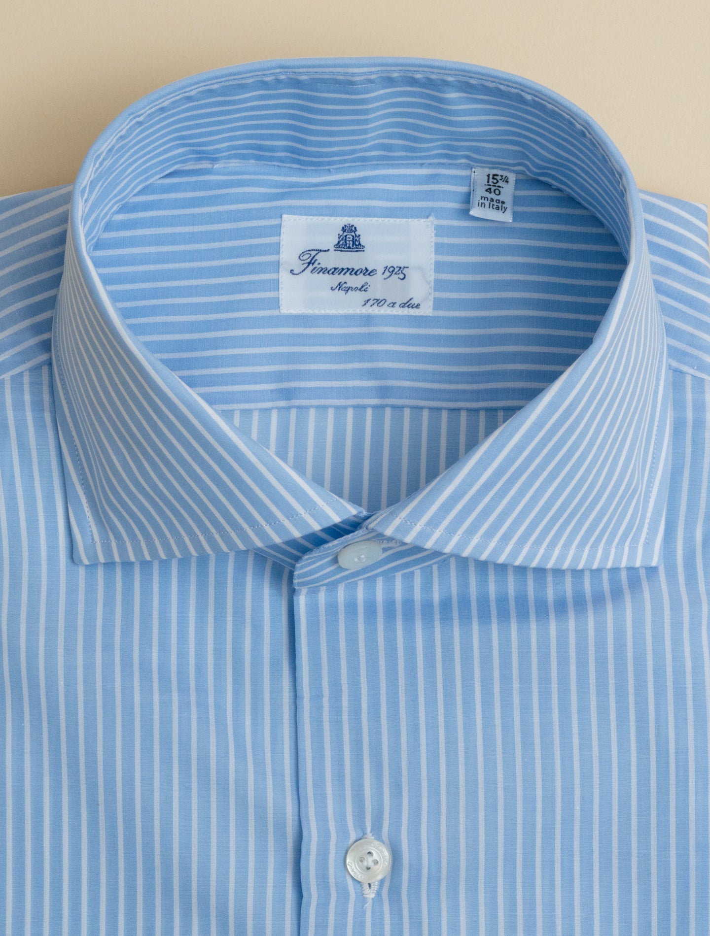 Eduardo Reversed Striped Giza 170/2 Shirt Light Blue Finamore Shirts 39