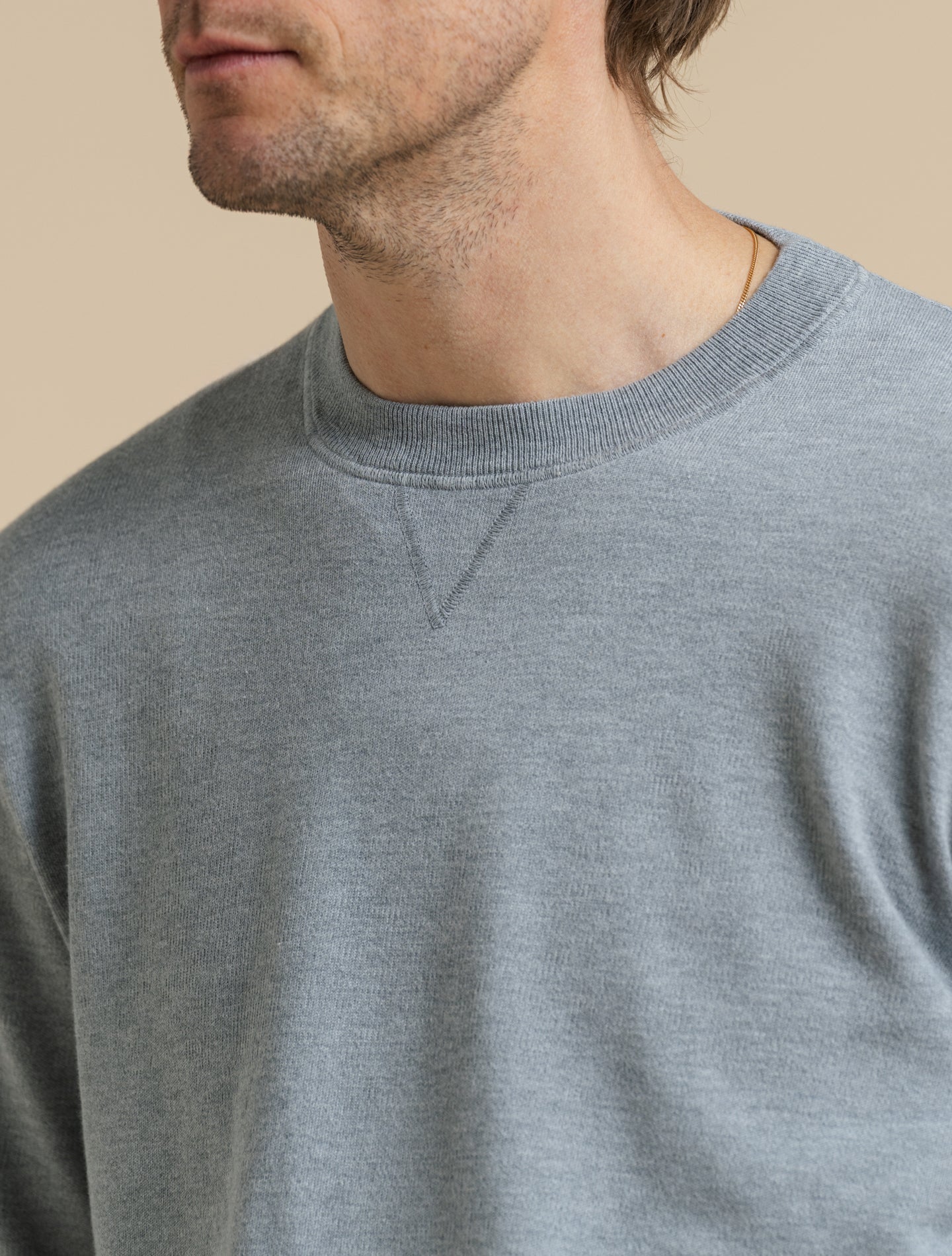 Egyptian Cotton Crewneck Sweater Grey Gabucci Knitwear 48