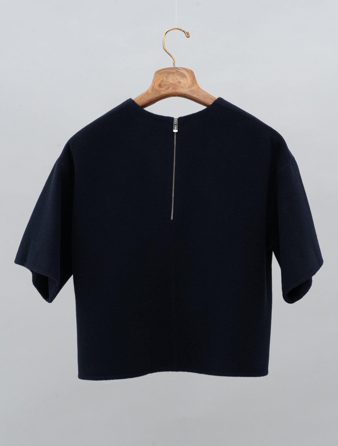 Emerald Wool Cashmere Short Sleeve Top Navy Fedeli Blouses IT 40