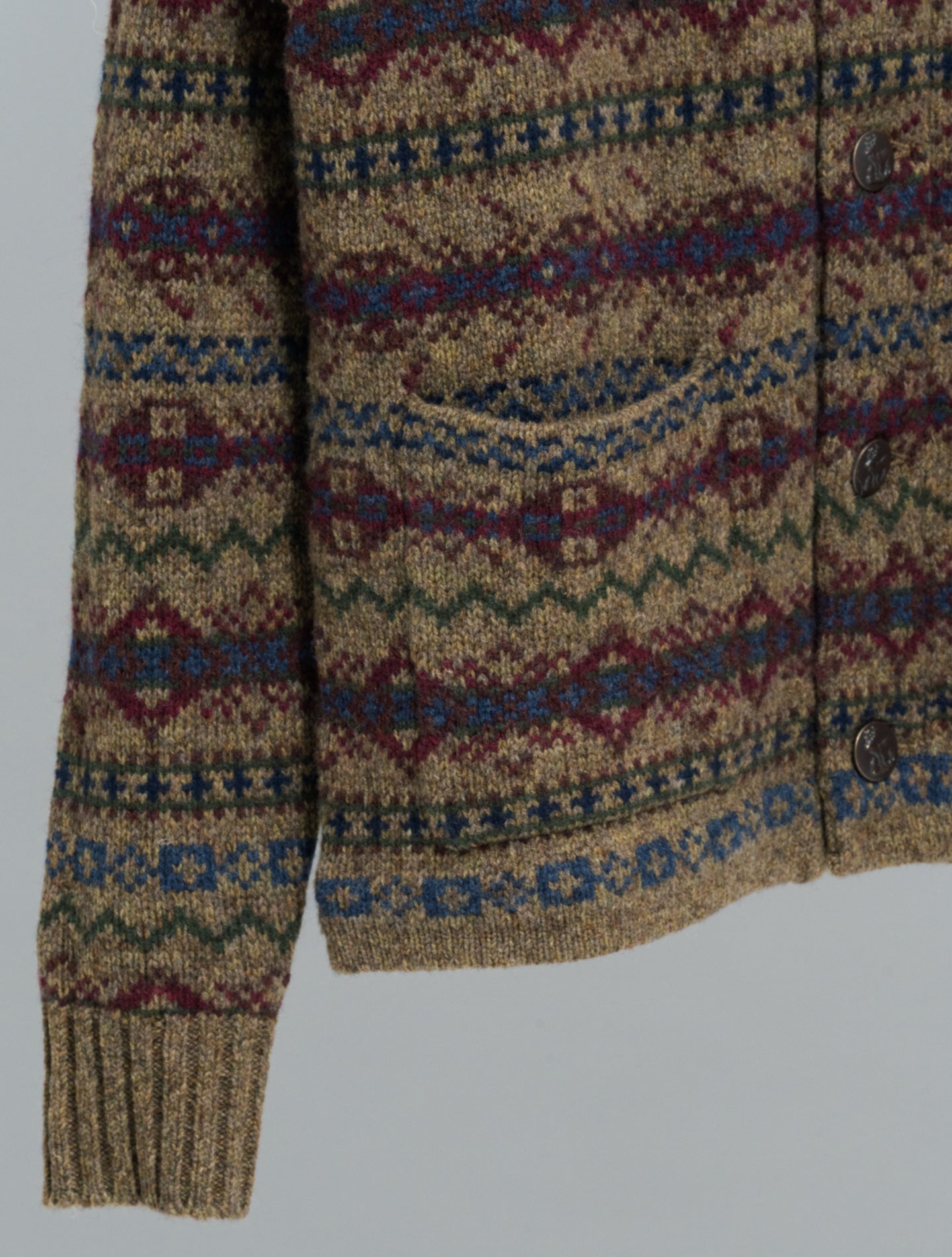 Fair Isle Wool Cardigan Loden Heather Multi RRL Knitwear M