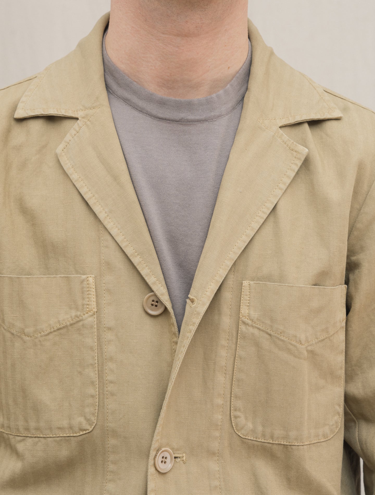 Fandango HBT Cotton Linen Jacket Beige Aspesi Jackets S