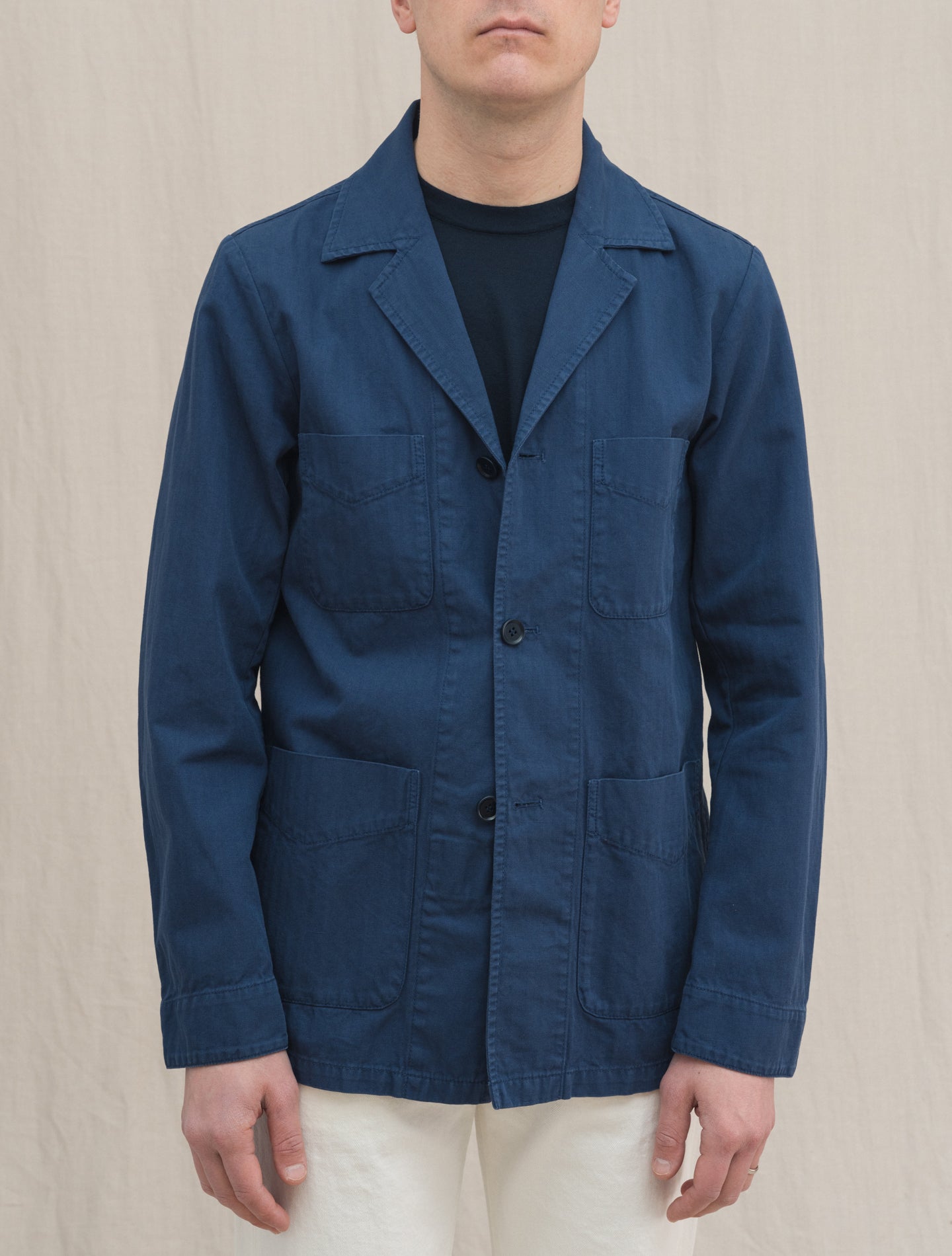 Fandango HBT Cotton Linen Jacket Blue Aspesi Jackets S