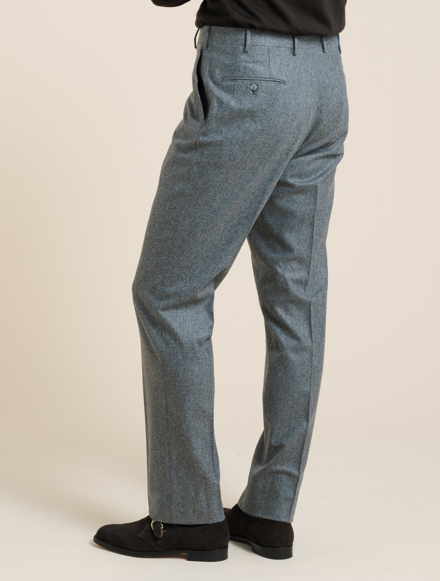 Flat Front 130 Flannel Wool Trousers Grey Santaniello Trousers 48