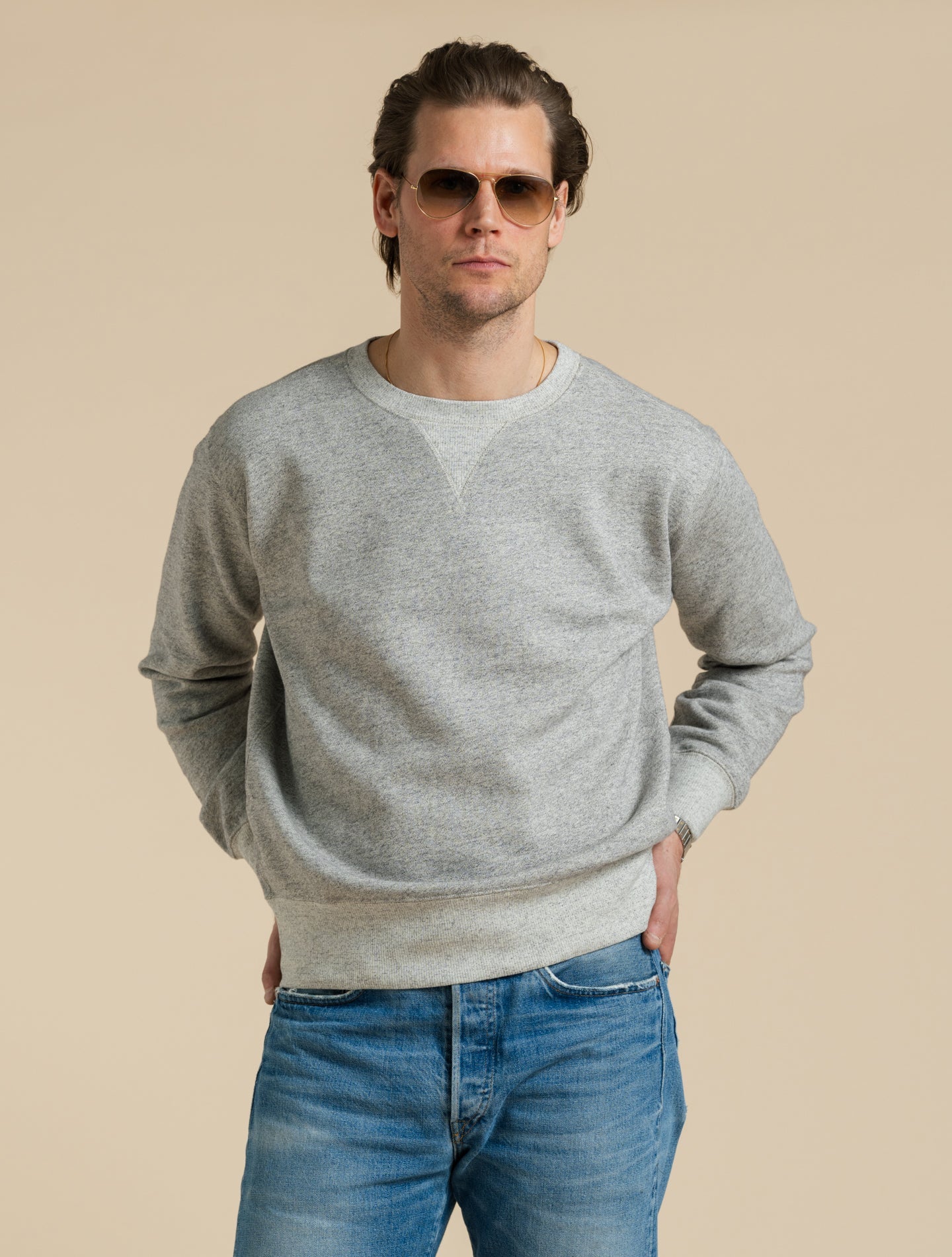 Fleece Sweatshirt Athletic Grey RRL Knitwear S