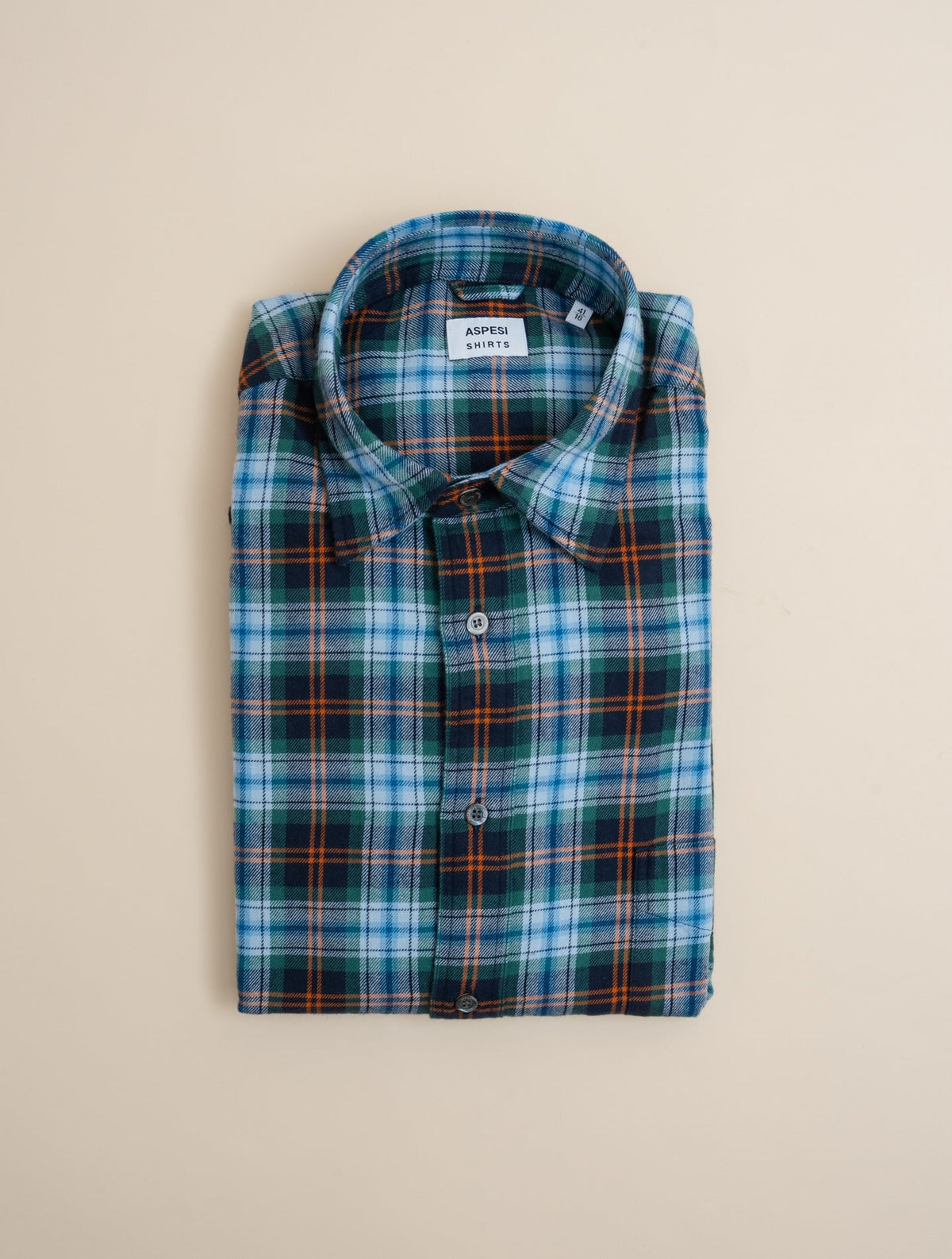 Fred Cotton Checked Shirt Sky Blue Aspesi Shirts 39