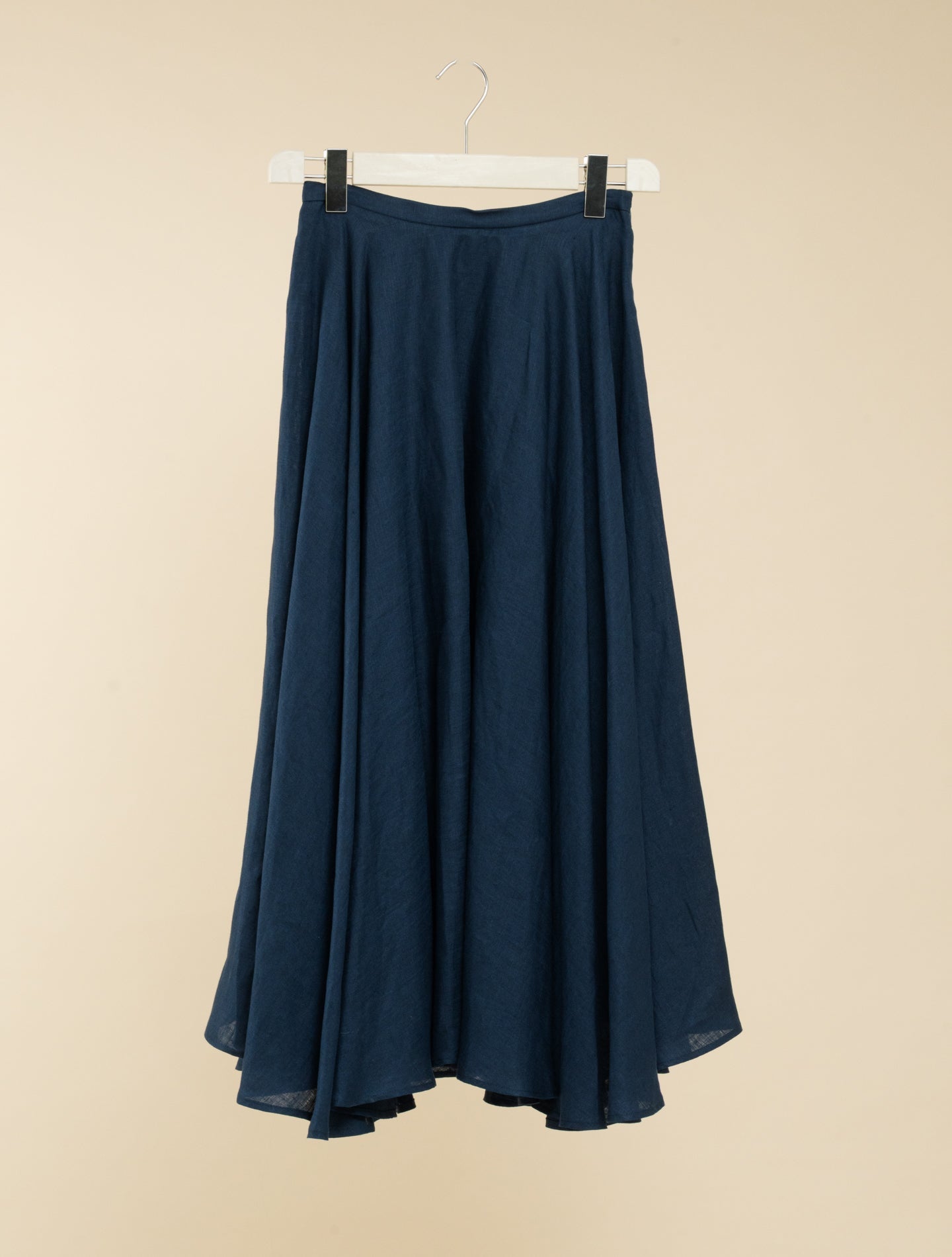 Full Cirkle Linen Skirt Dark Blue Lardini Skirts IT 38