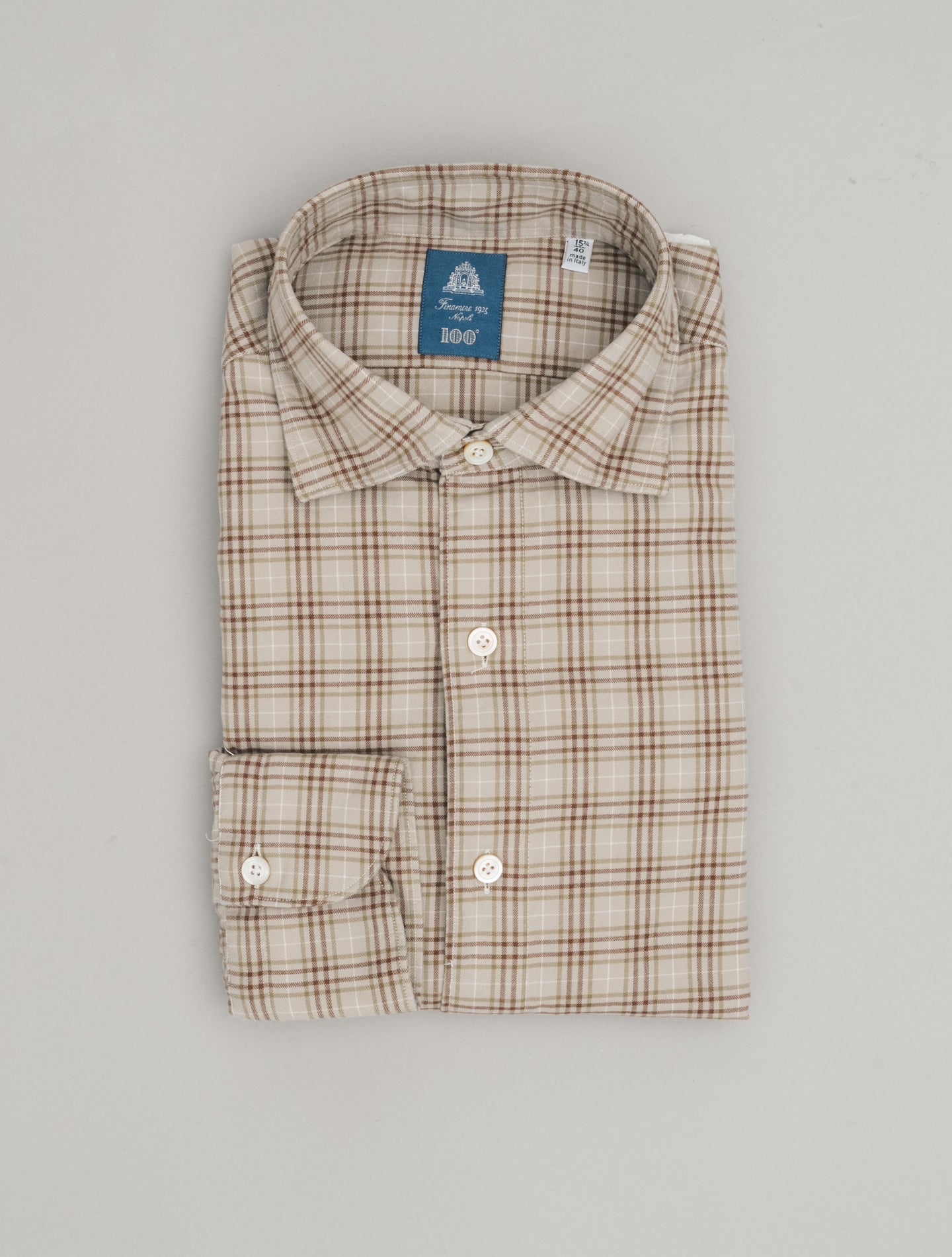 Gaeta Luigi Checked Light Flannel Shirt Beige Finamore Shirts 39