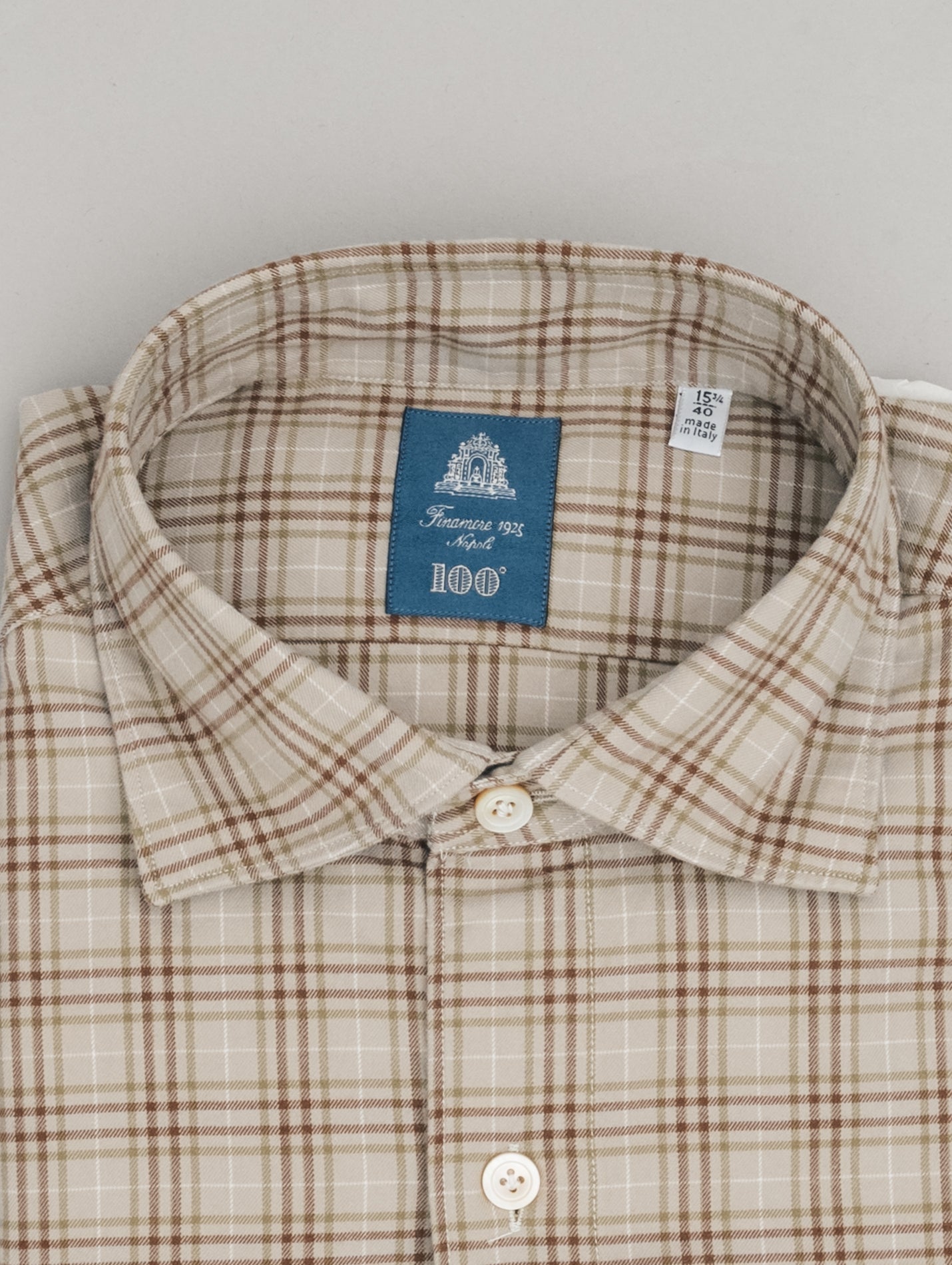 Gaeta Luigi Checked Light Flannel Shirt Beige Finamore Shirts 39