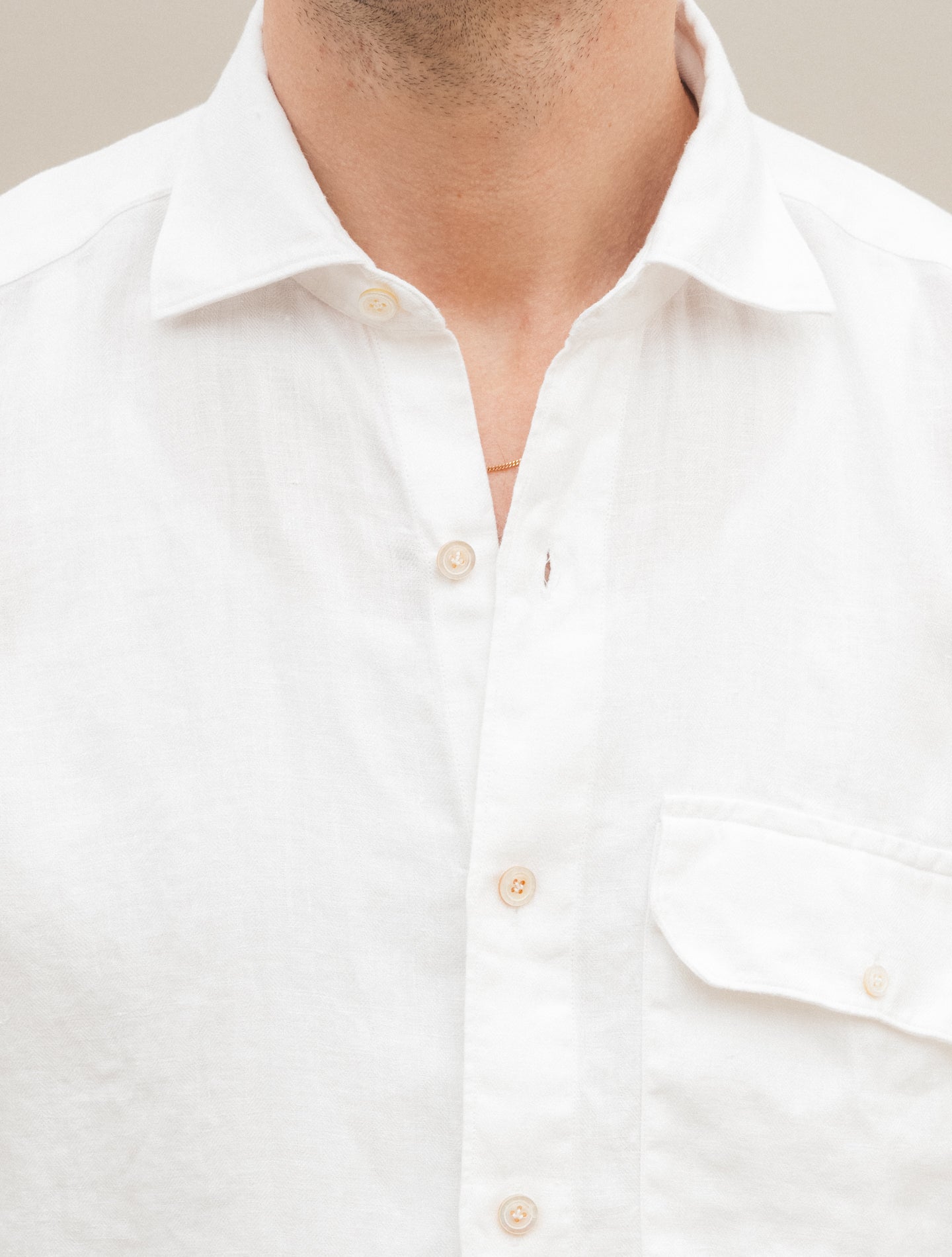 Gaeta Luigi Herringbone Linen Shirt White Finamore Shirts 39