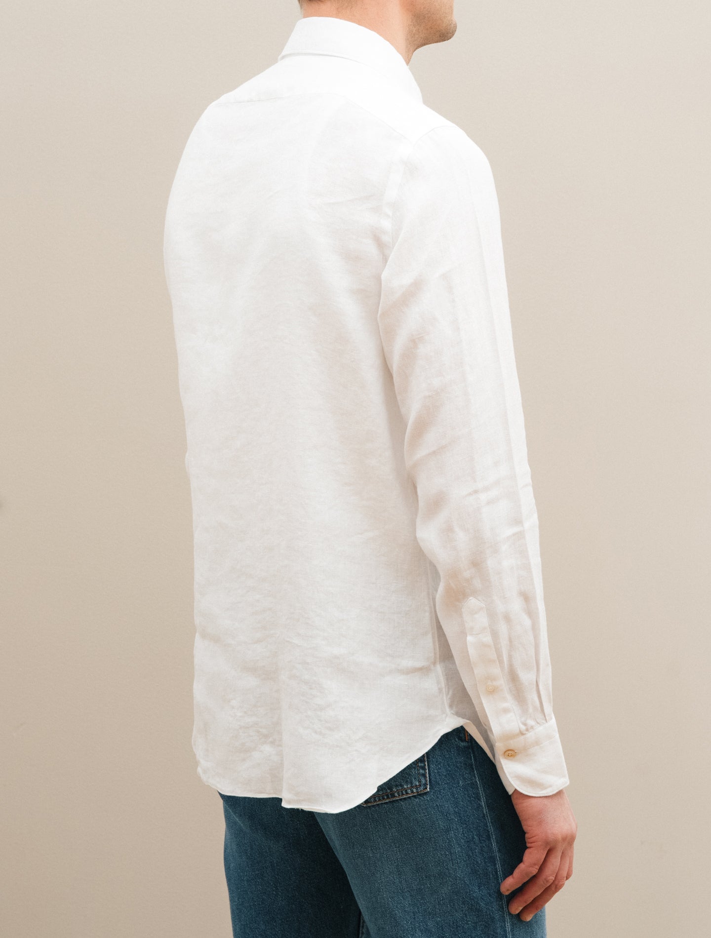 Gaeta Luigi Herringbone Linen Shirt White Finamore Shirts 39