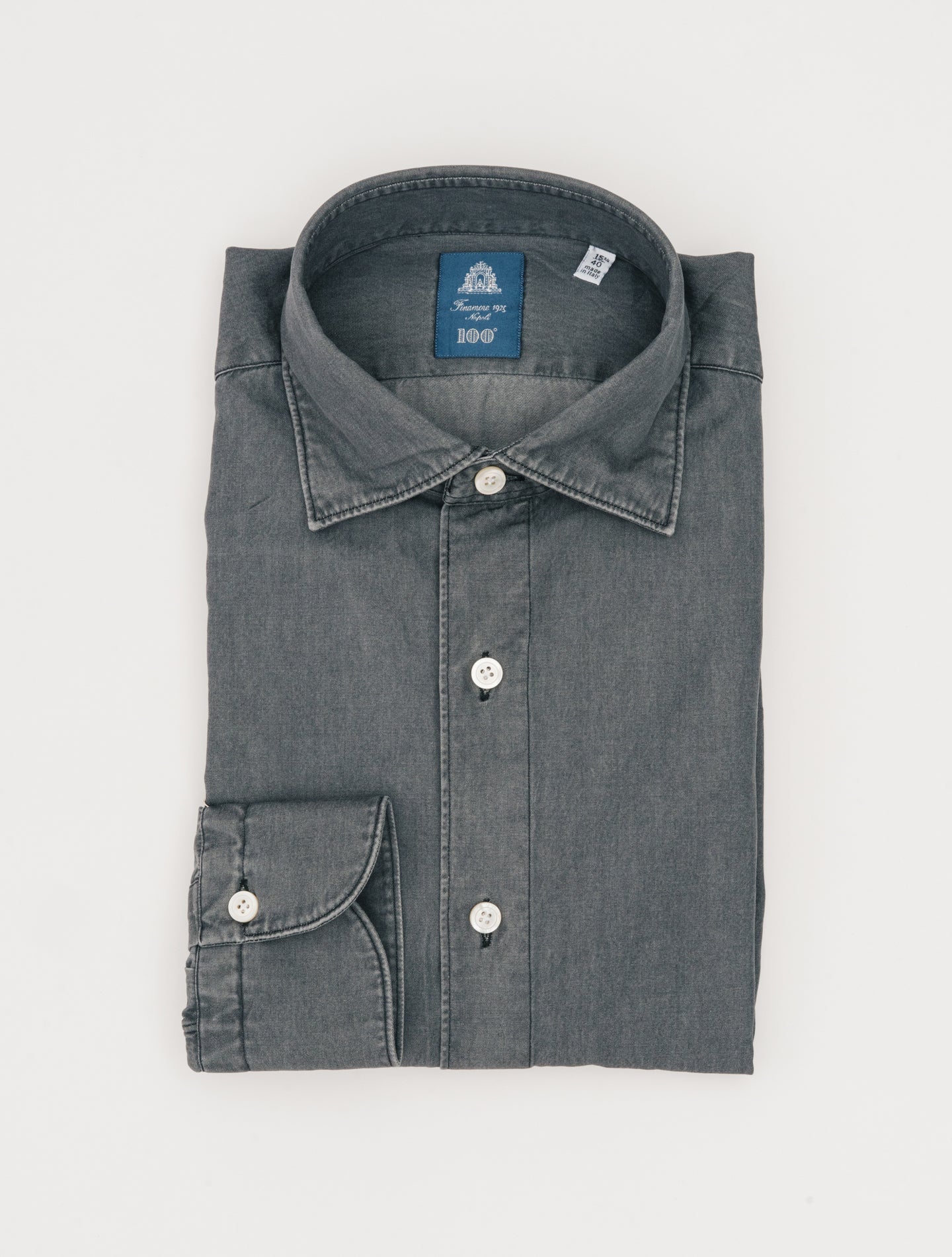 Gaeta Luigi Light Denim Shirt Grey Finamore Shirts 39