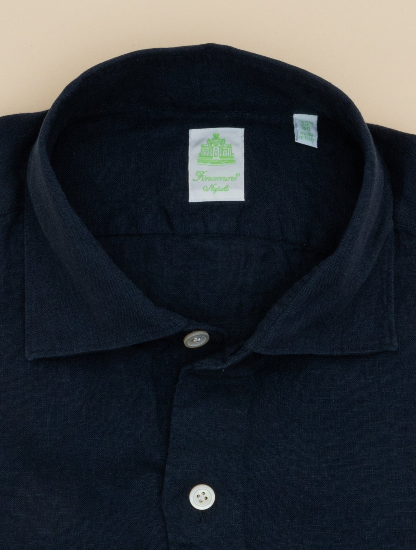 Gaeta Luigi Linen Shirt Navy Finamore Shirts 39