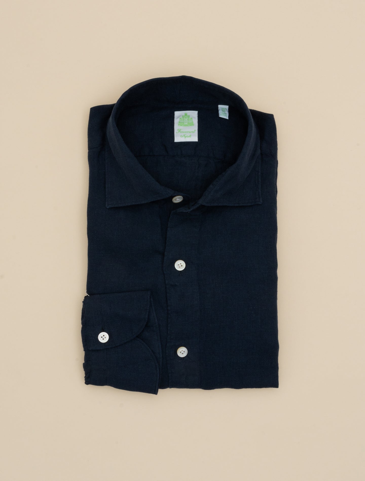Gaeta Luigi Linen Shirt Navy Finamore Shirts 39
