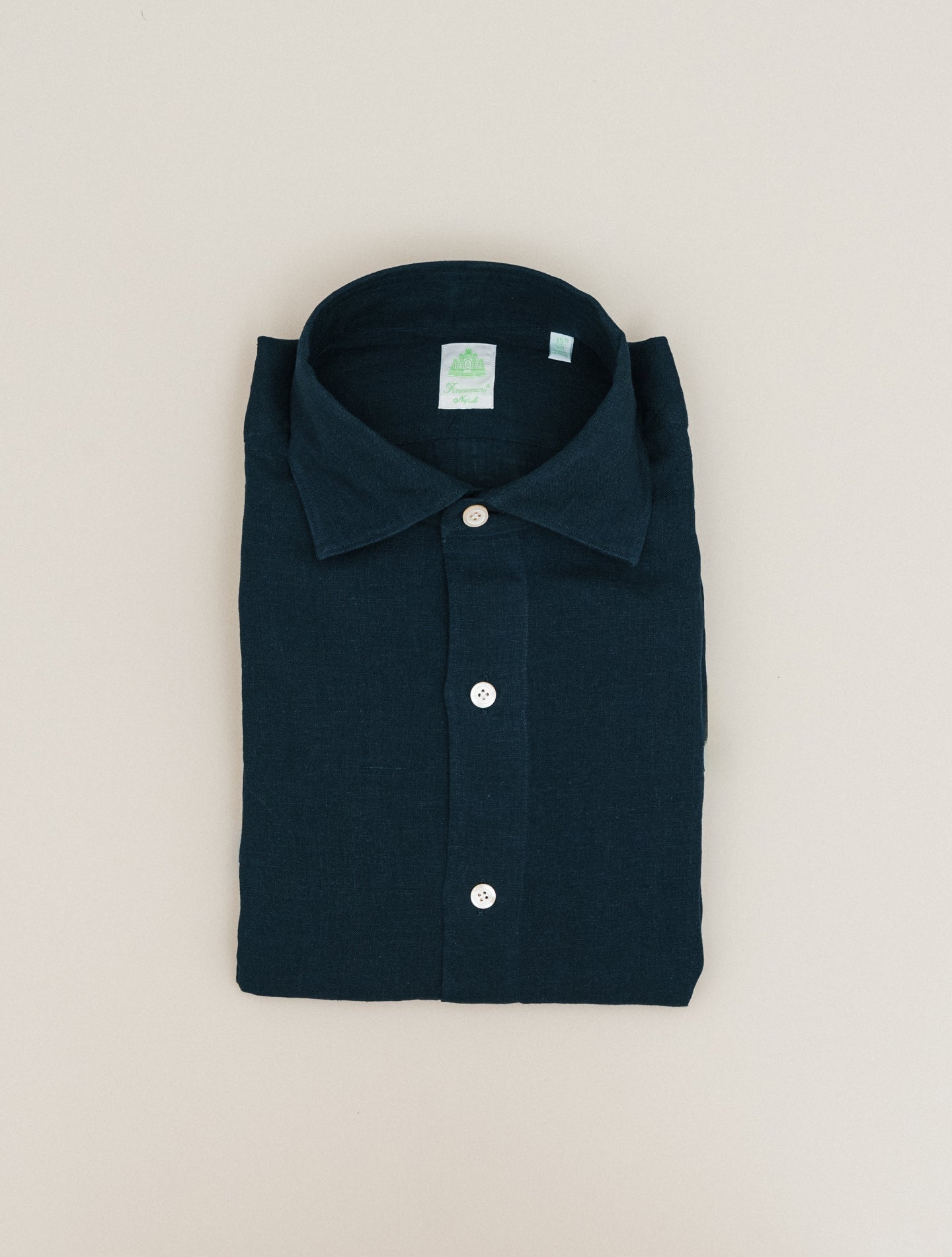 Gaeta Luigi Linen Shirt Navy Finamore Shirts 39