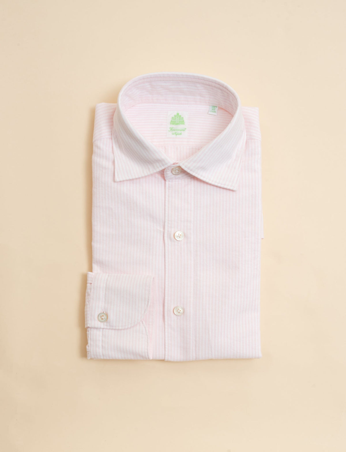 Gaeta Luigi Soft Oxford Striped Shirt Pink Finamore Shirts 39