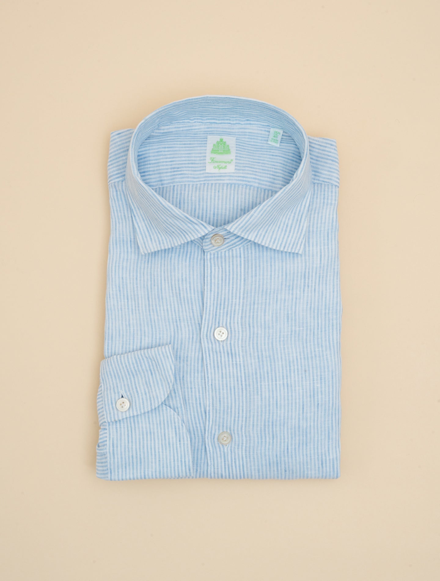 Gaeta Luigi Striped Linen Shirt Light Blue Finamore Shirts 39