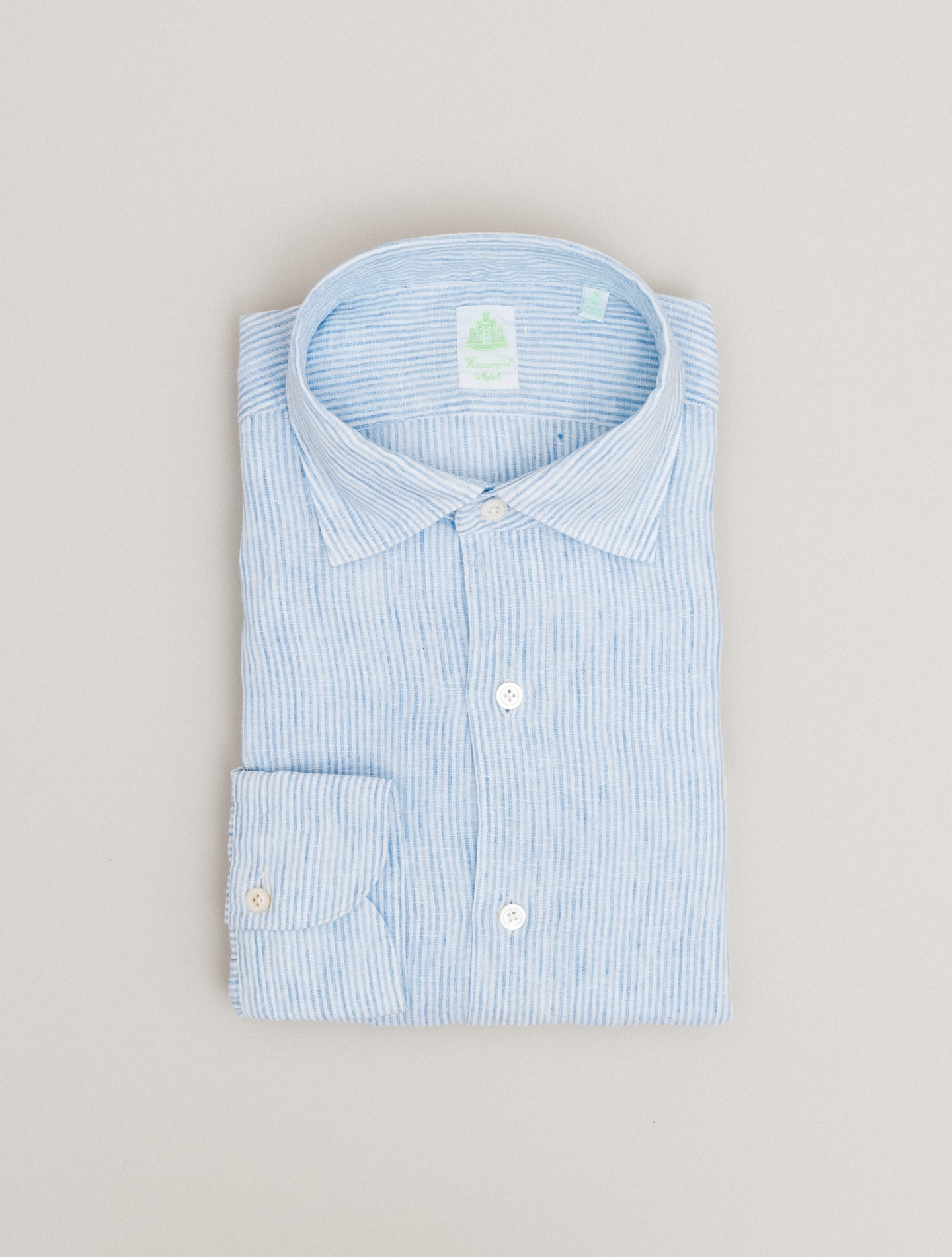Gaeta Luigi Striped Linen Shirt Light Blue Finamore Shirts 39