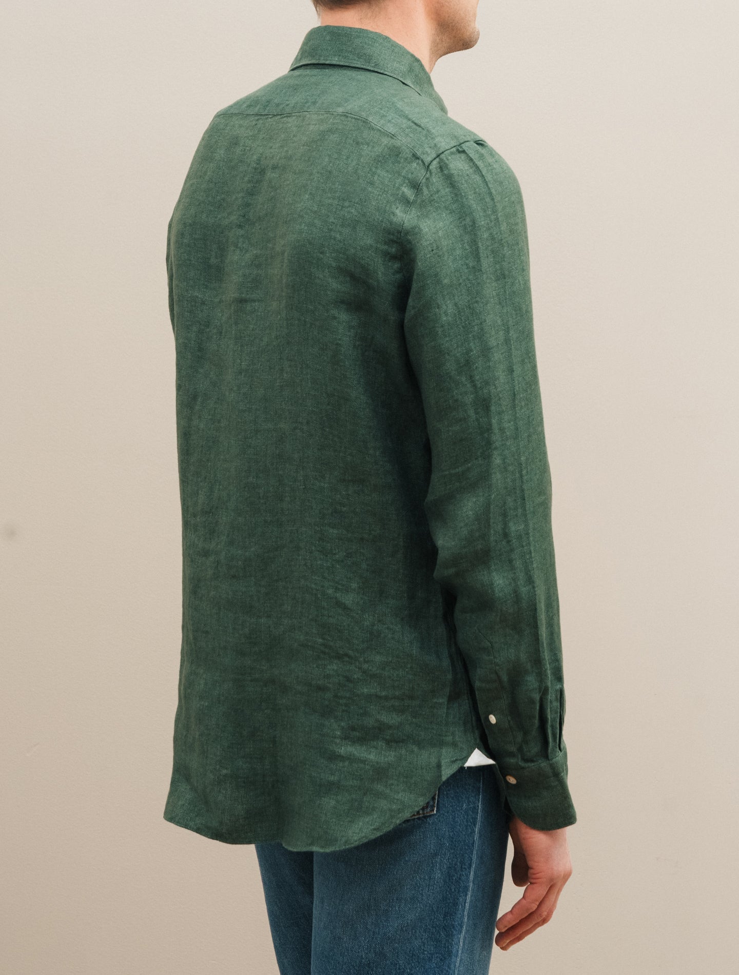 Gaeta Luigi Structured Linen Shirt Green Finamore Shirts 39