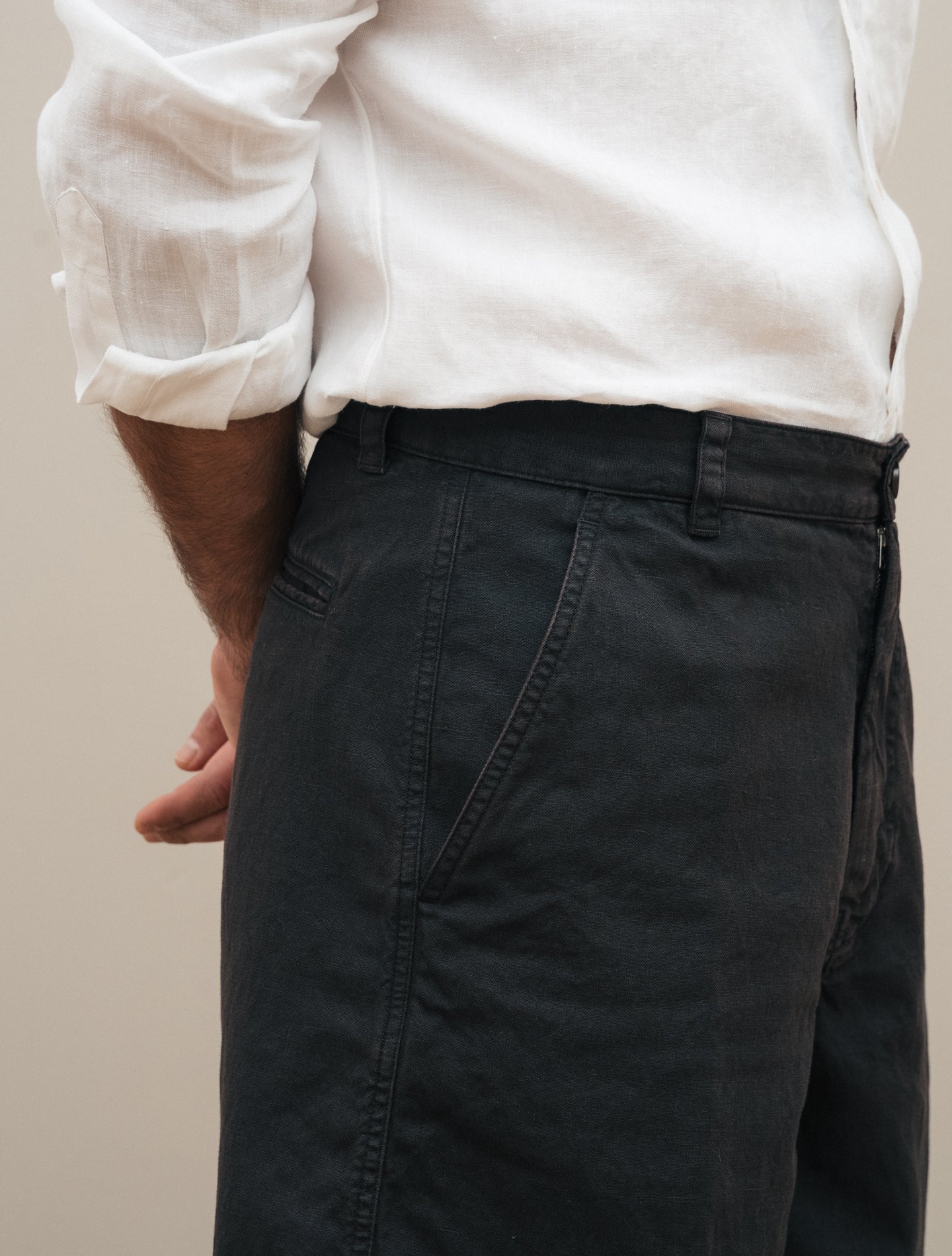 Garment - dyed Cotton Linen Shorts Brown Aspesi Shorts 46