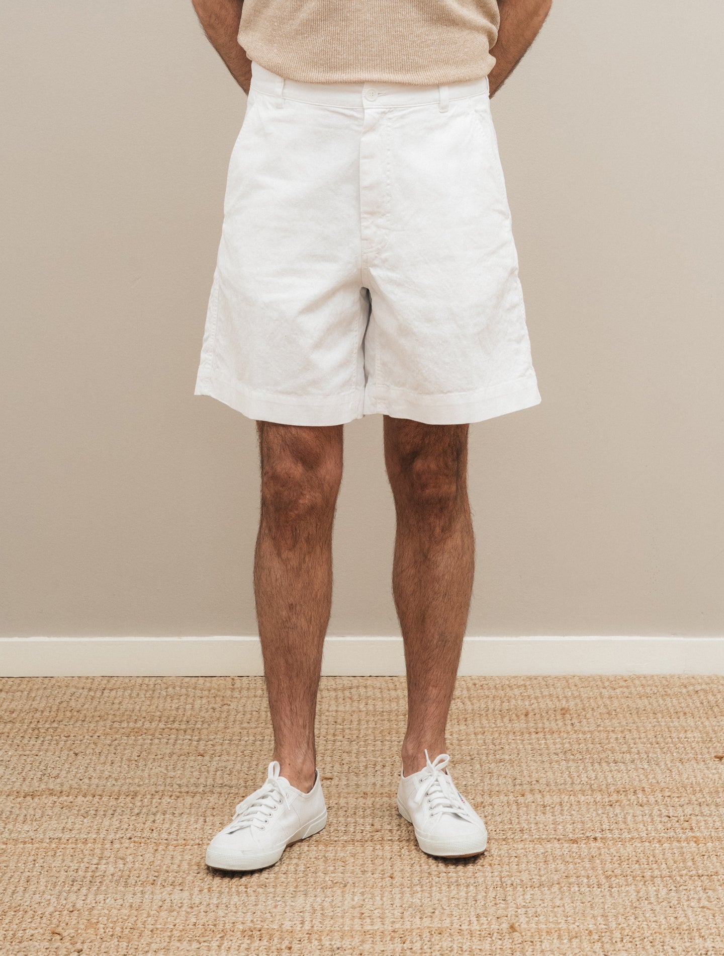 Garment - dyed Cotton Linen Shorts White Aspesi Shorts 46