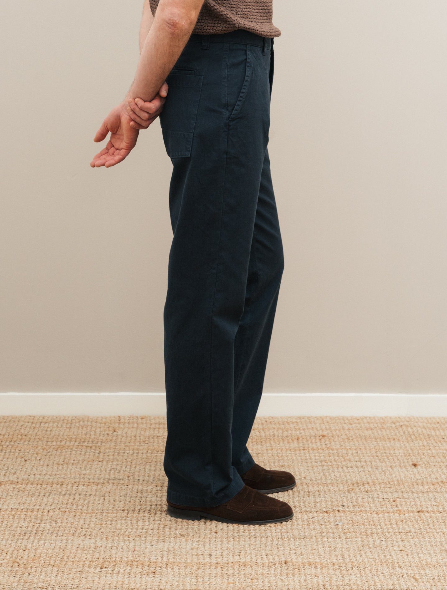 Garment - dyed Cotton Linen Trousers Navy Aspesi Trousers 48