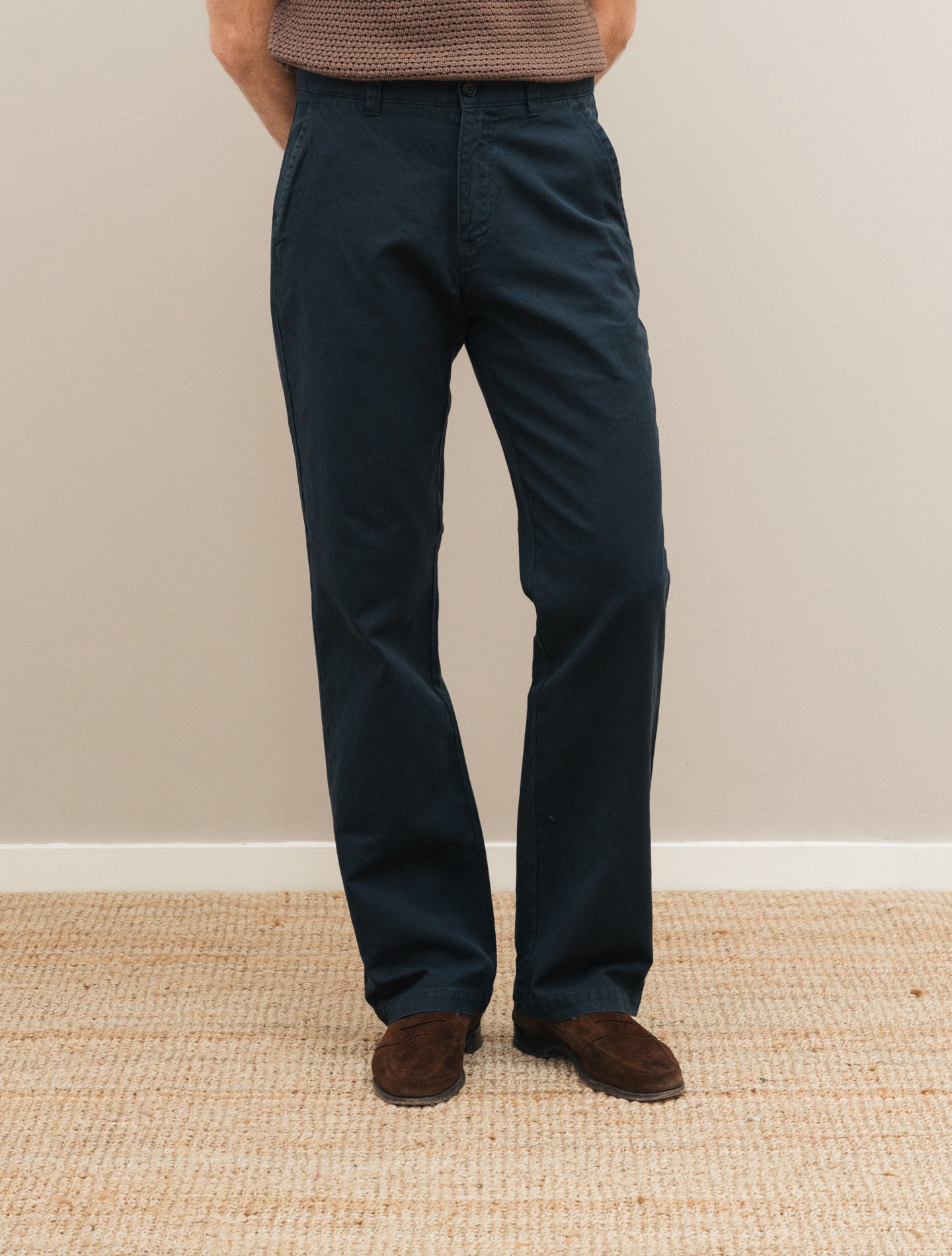 Garment - dyed Cotton Linen Trousers Navy Aspesi Trousers 48