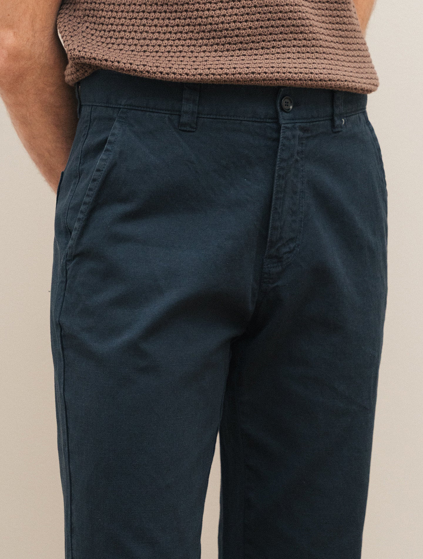 Garment - dyed Cotton Linen Trousers Navy Aspesi Trousers 48