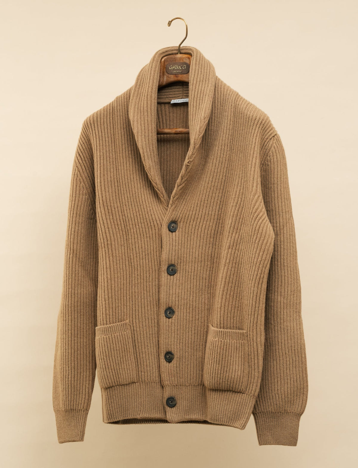 Geelong Shawl Cardigan Camel Gabucci Knitwear M