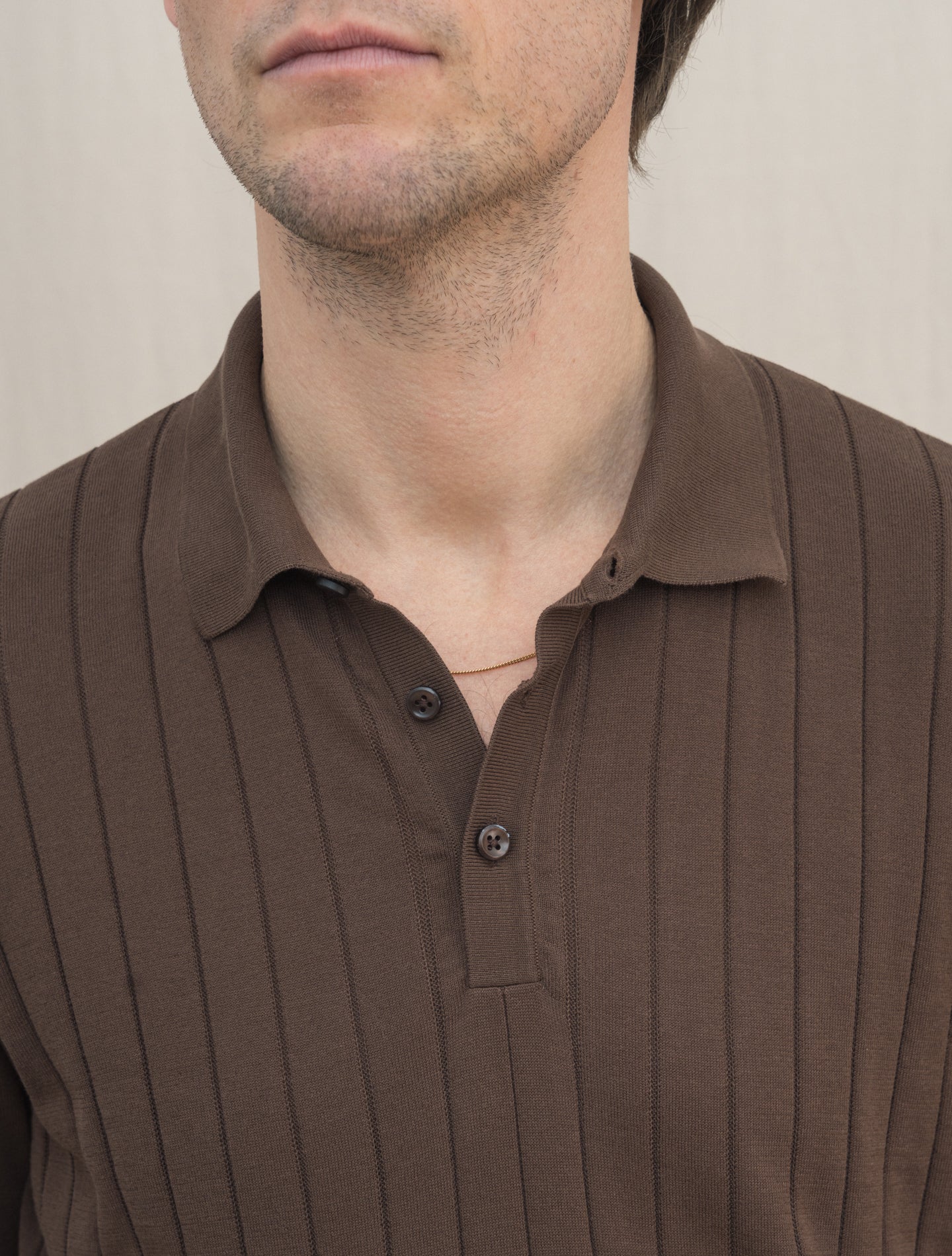 Giza 45 Pure Cotton Knitted Polo Shirt Brown Fioroni Polo shirts 48