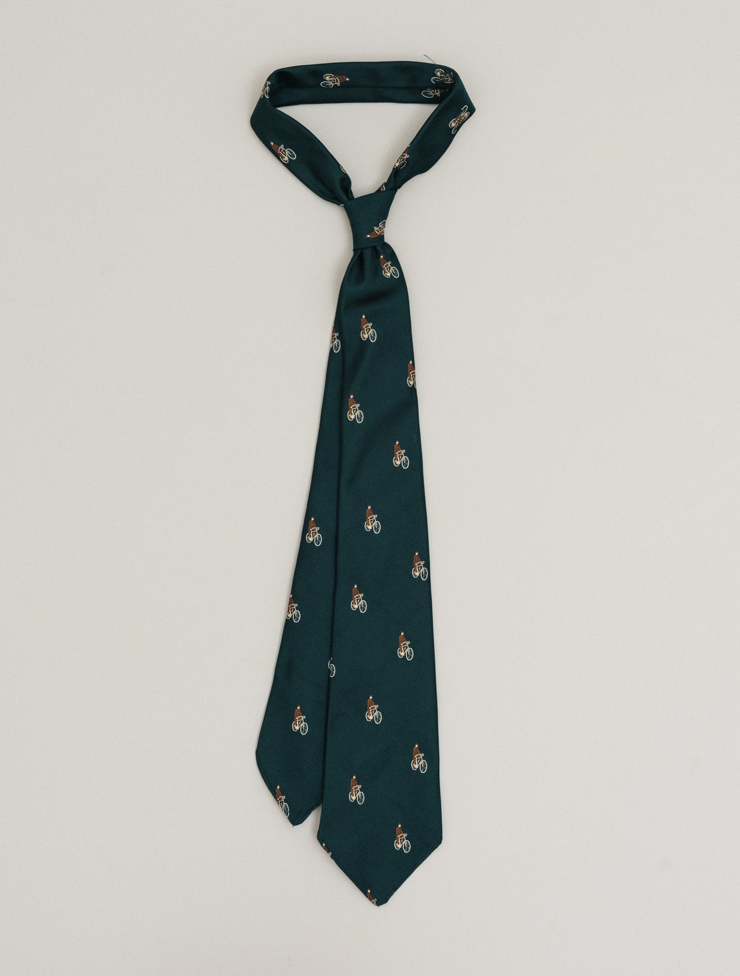 Handmade Cyclist Silk Cquard Tie Emerald Green RRL Ties One Size