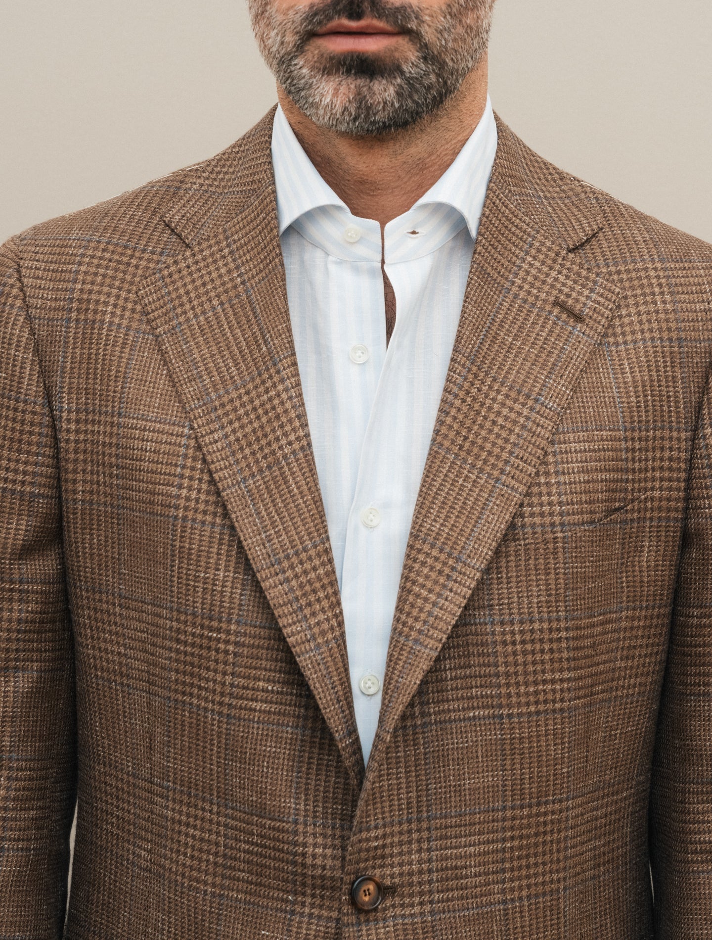 Handmade single Breasted Wool Silk Linen Jacket Brown Cesare Attolini Jackets 48