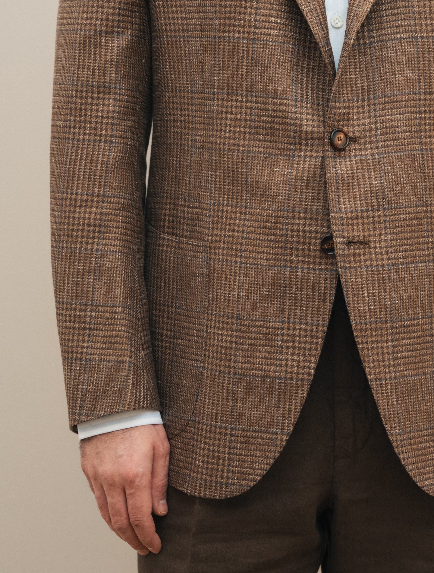 Handmade single Breasted Wool Silk Linen Jacket Brown Cesare Attolini Jackets 48