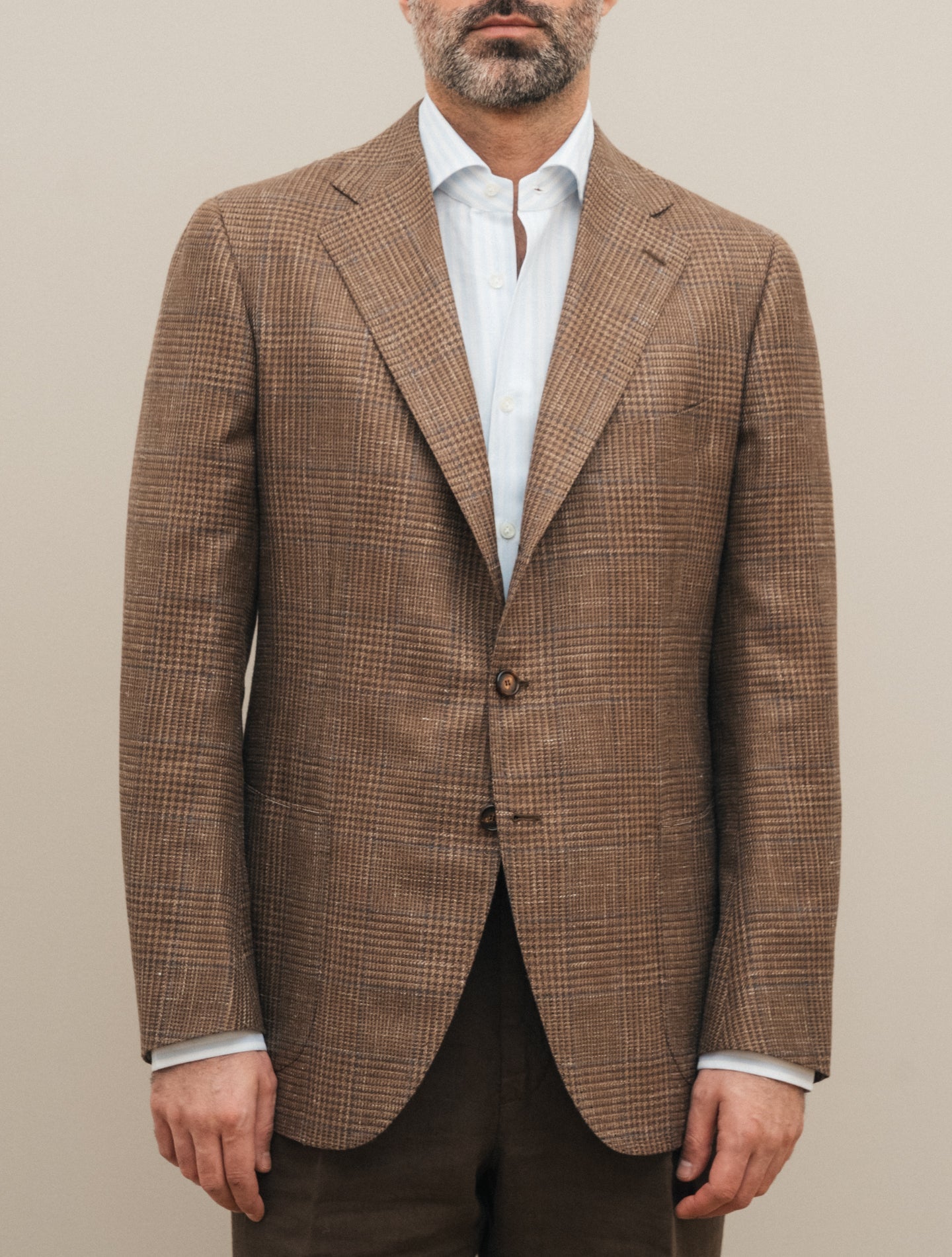 Handmade single Breasted Wool Silk Linen Jacket Brown Cesare Attolini Jackets 48