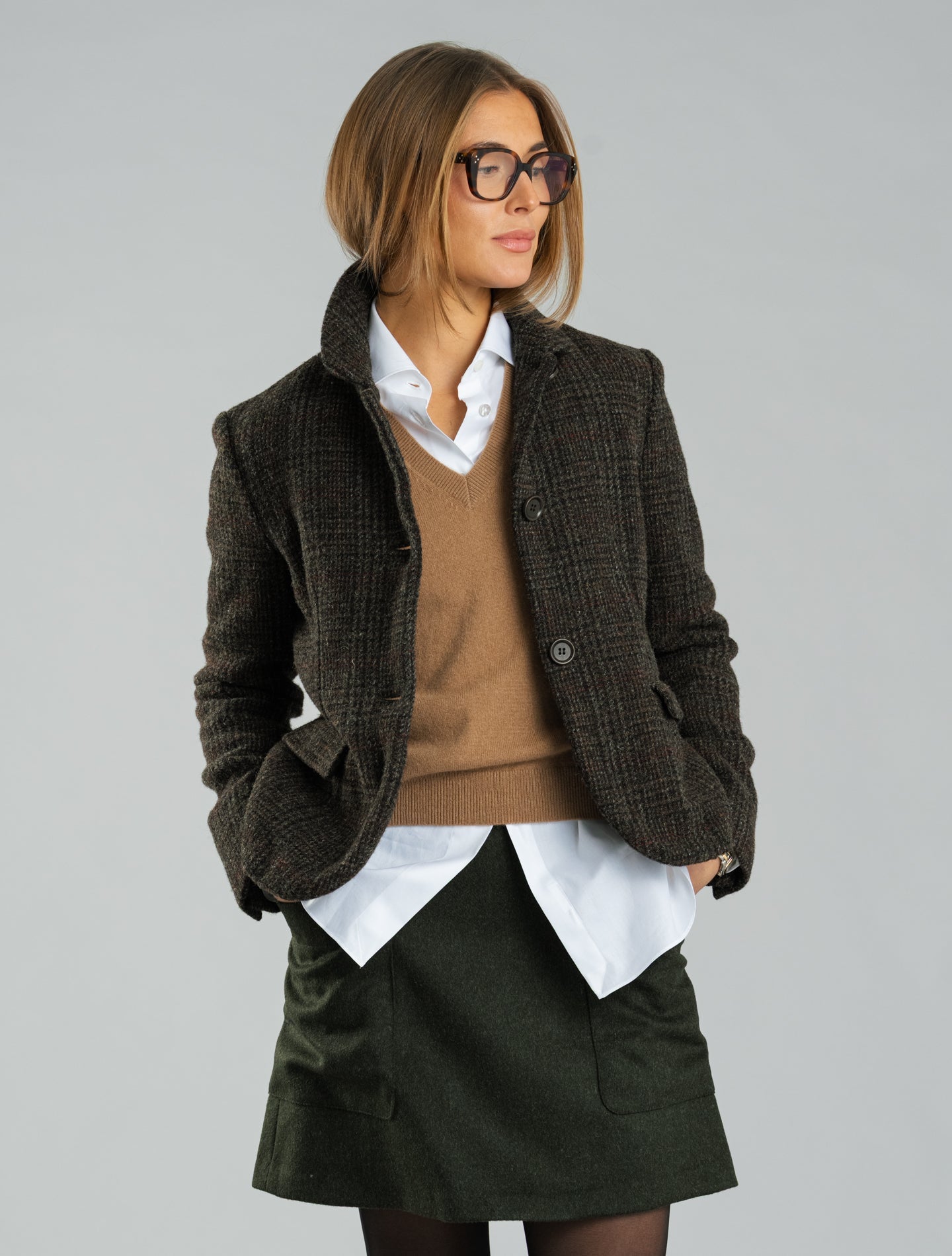 Harris Tweed Jacket Brown Aspesi Outerwear IT 40