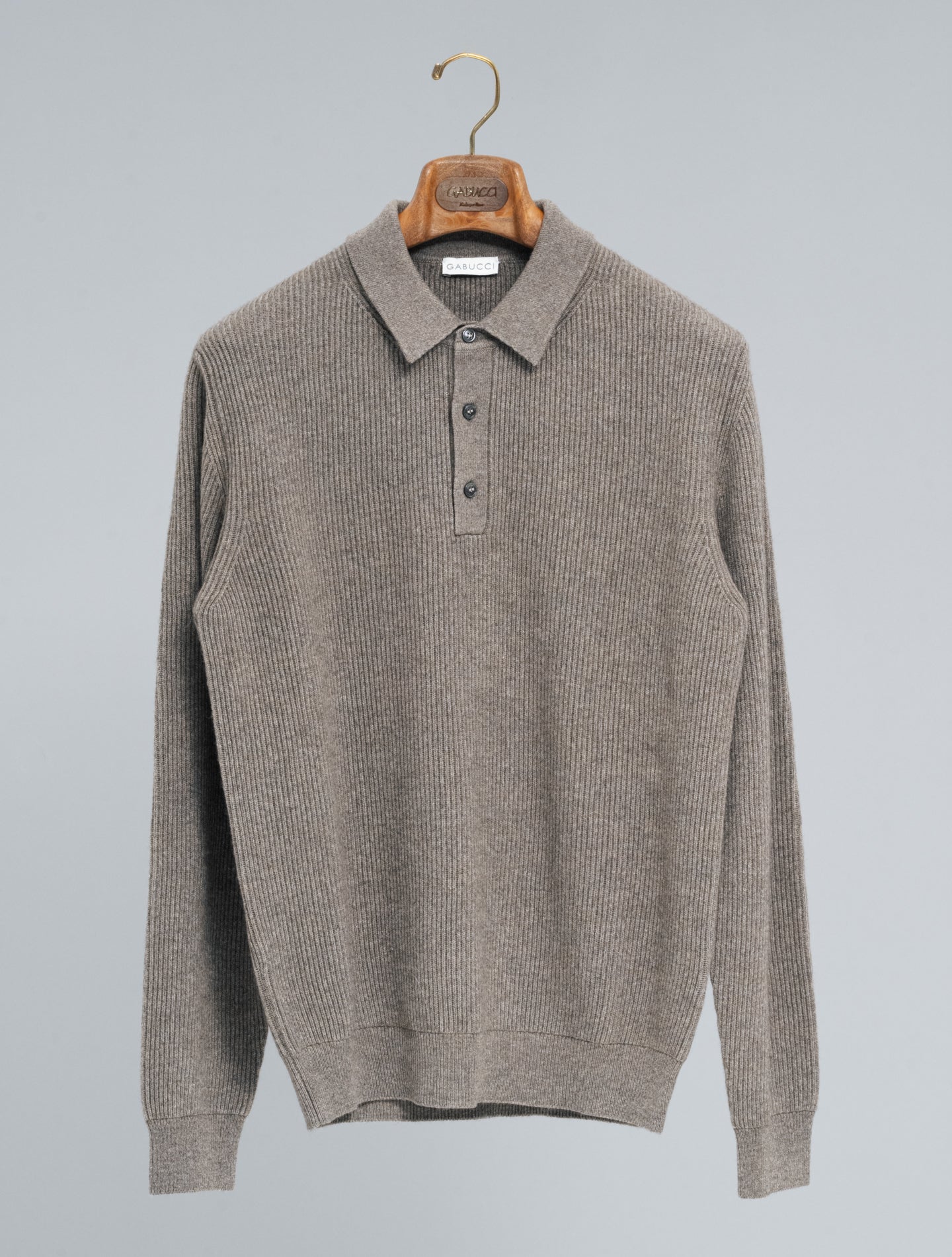 Heavy English Rib Wool Cashmere Polo Shirt Brown Gabucci Polo shirts 48