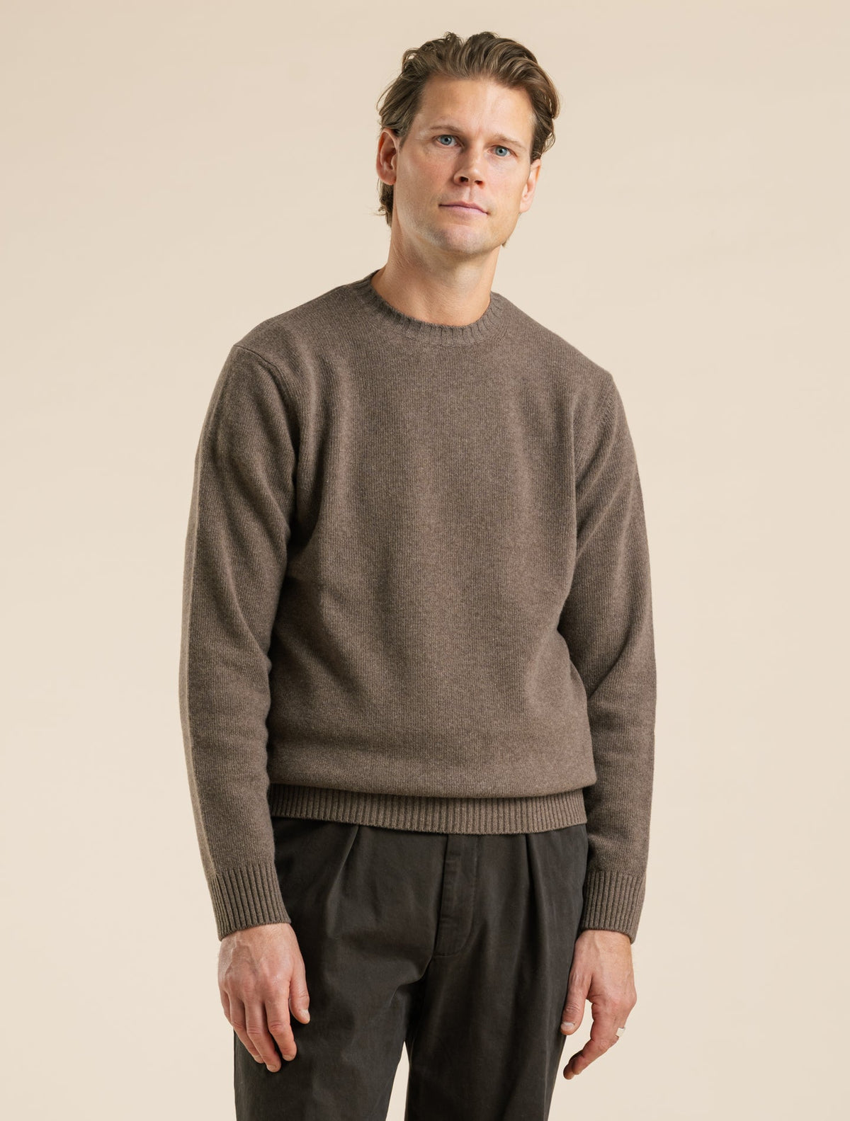 Heavy Knit Wool Cashmere Crewneck Cacao Morgano Knitwear 46