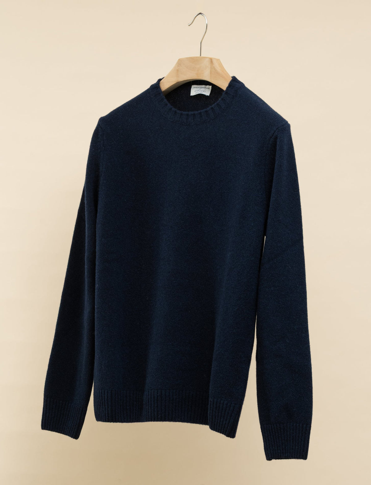 Heavy Knit Wool Cashmere Crewneck Deep Navy Morgano Knitwear IT 40