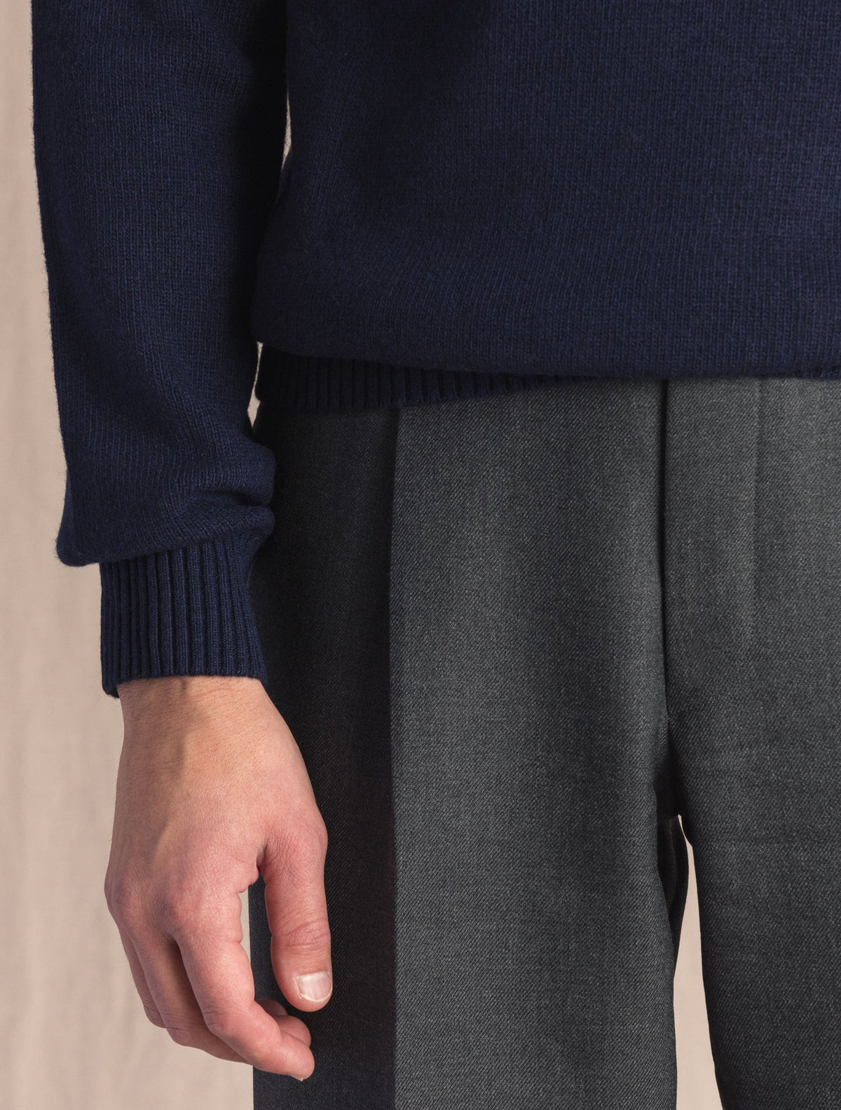 Heavy Knit Wool Cashmere Rollneck Deep Navy Morgano Knitwear 48