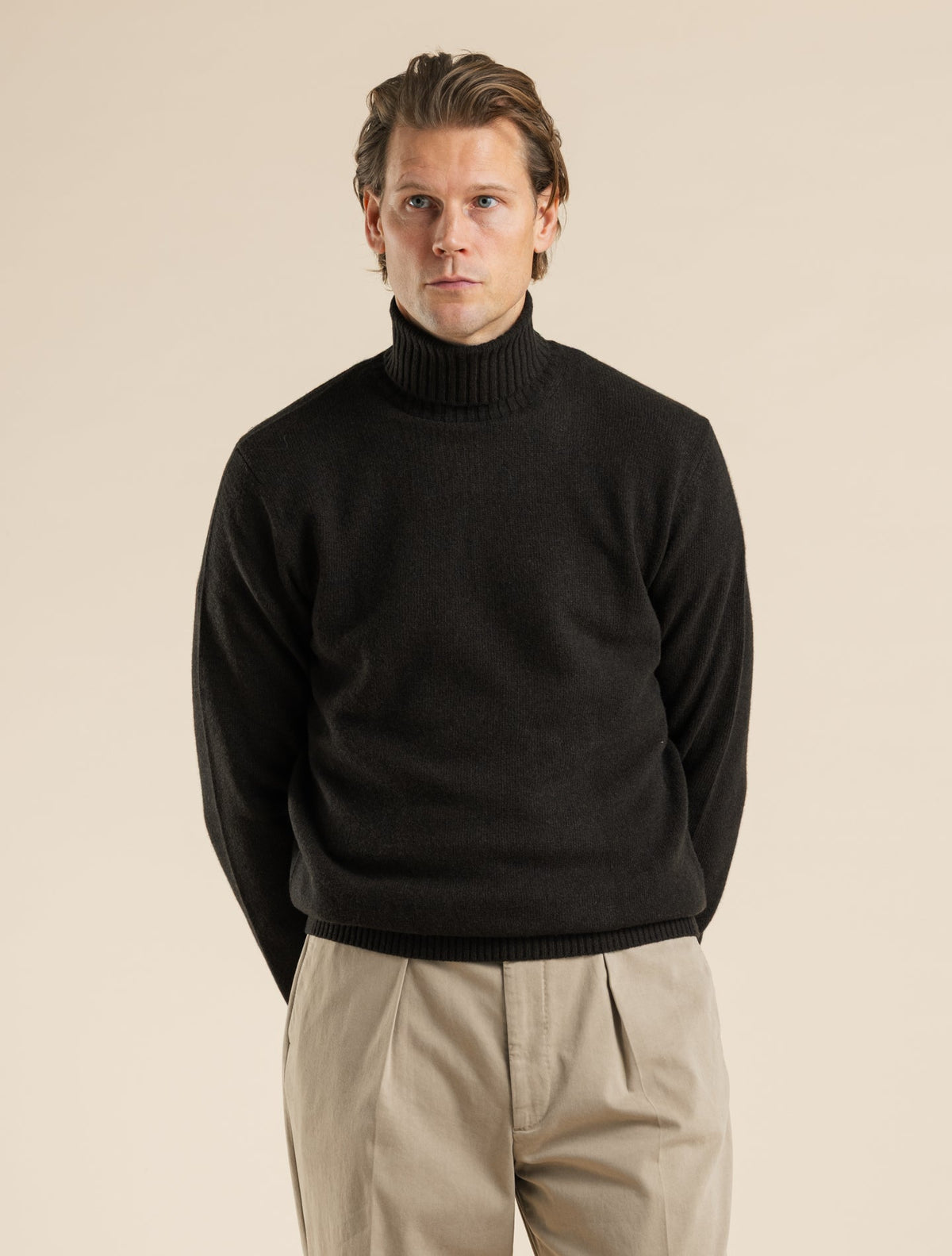 Heavy Knit Wool Cashmere Rollneck Espresso Morgano Knitwear 48