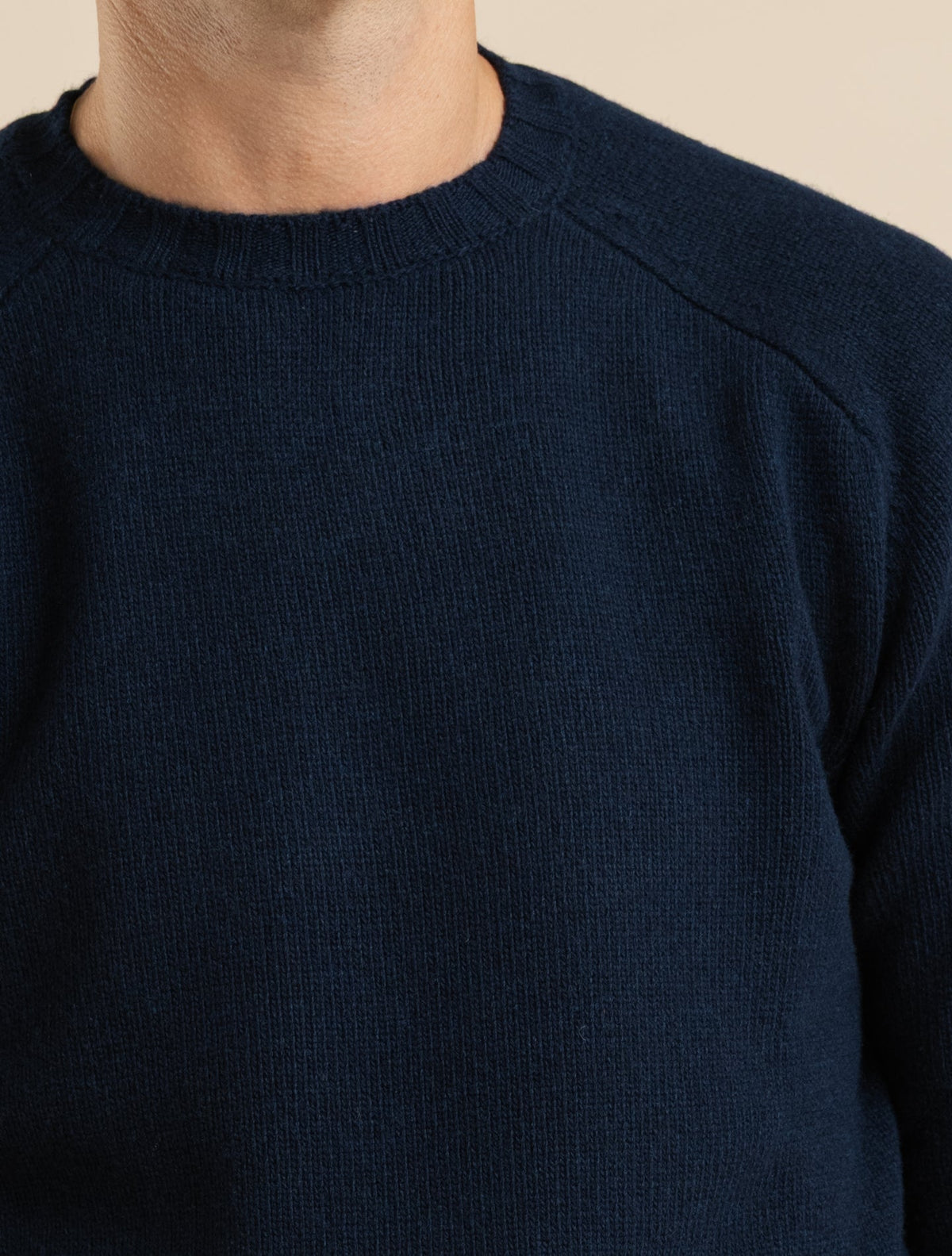 Heavy Knit Wool Cashmere T-Shoulder Crewneck Deep Navy Morgano Knitwear 46