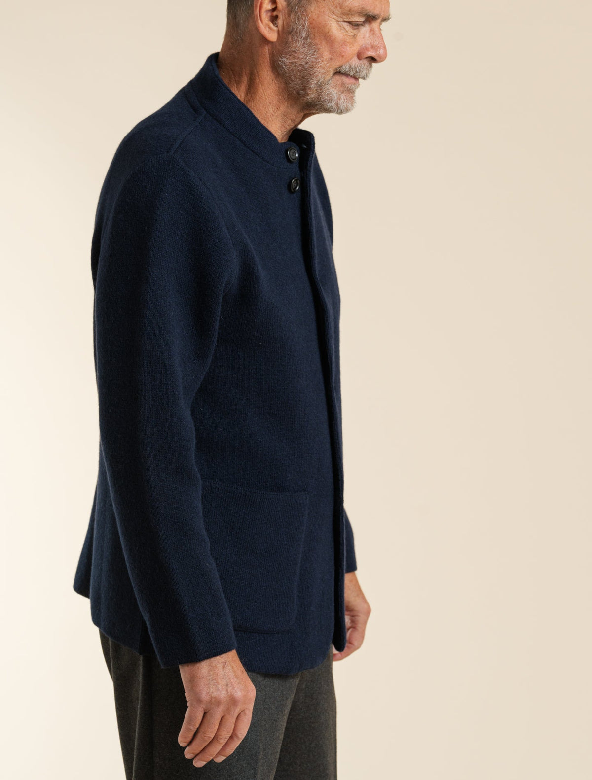 Heavy Knitted Cashmere Cardigan Navy Lardini Knitwear S