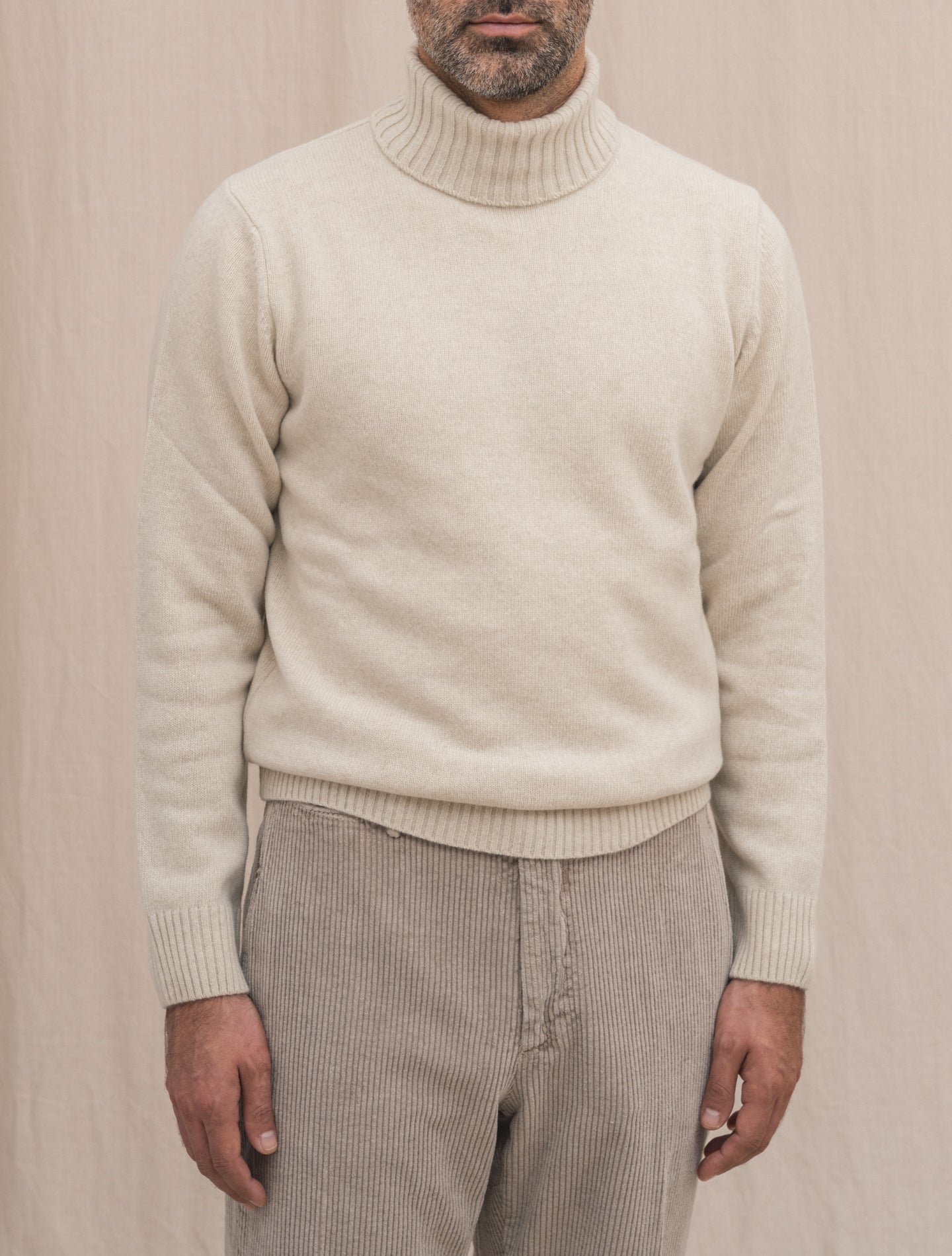 Heavy Knitted Wool Cashmere Rollneck Pergament Beige Morgano Knitwear 48