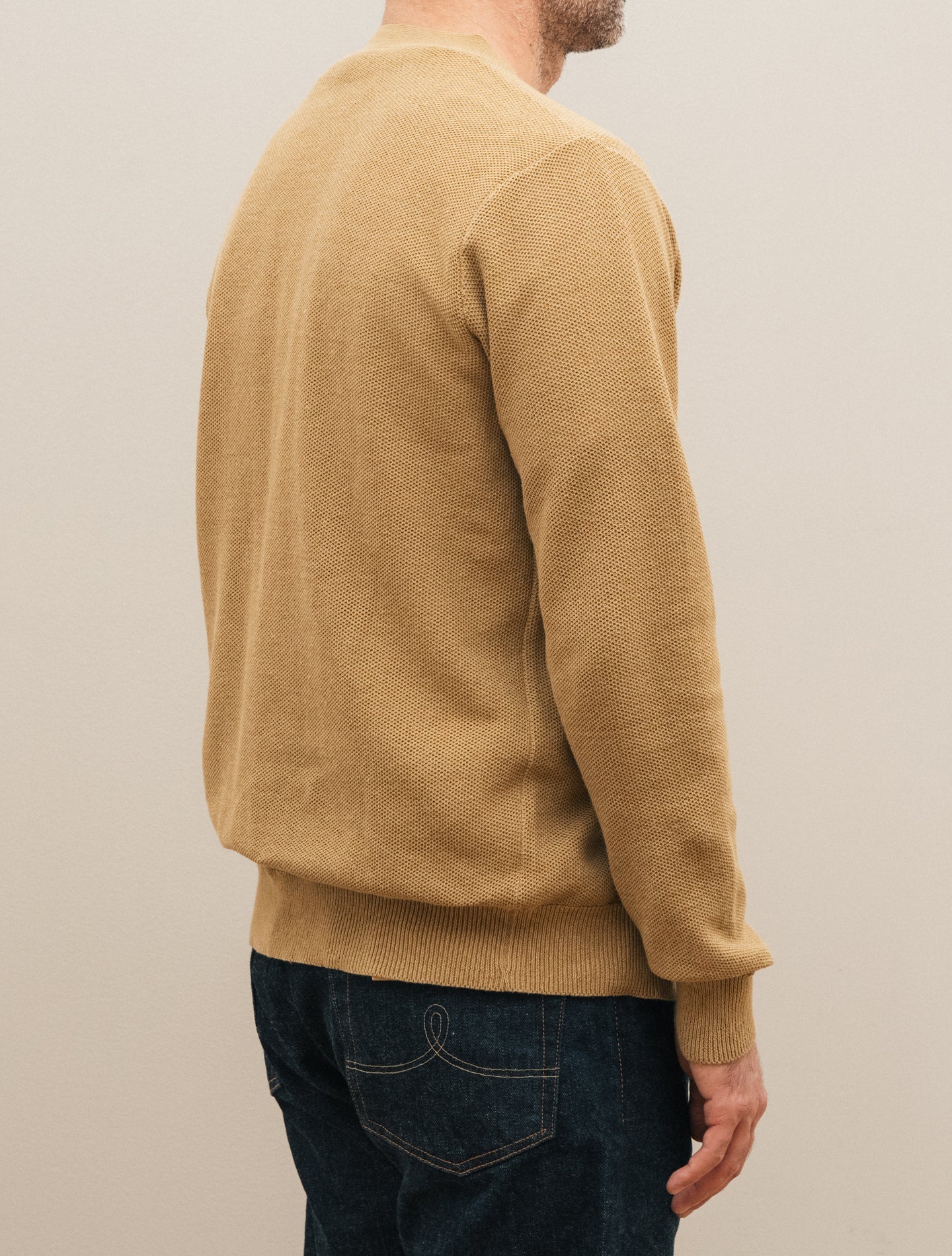 Honeycomb Stitch Cotton Cardigan Beige Aspesi Knitwear 48