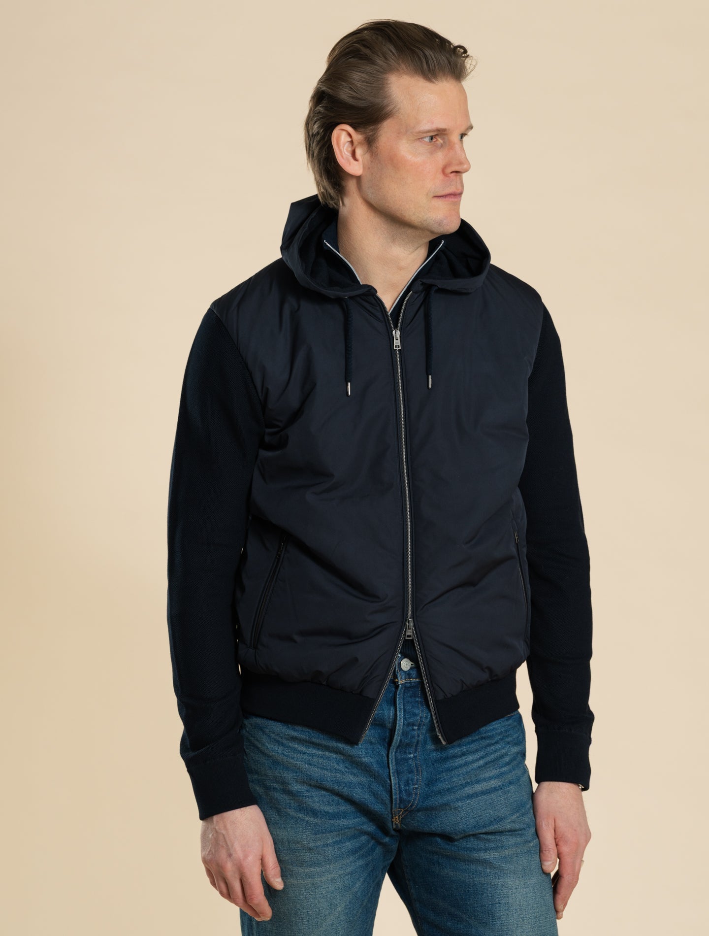 Hooded Sweater jacket Navy Herno Outerwear 48