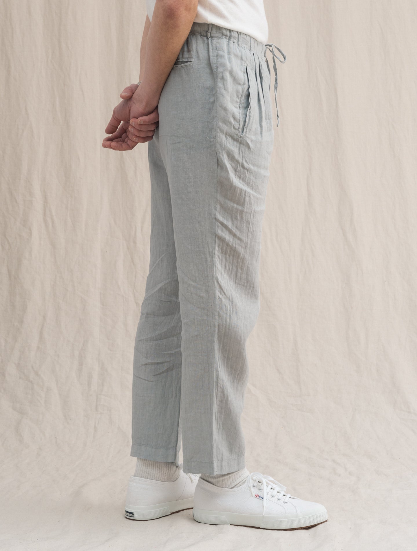 Keywest Pleated Linen Trouser Light Grey Massimo Alba Trousers L